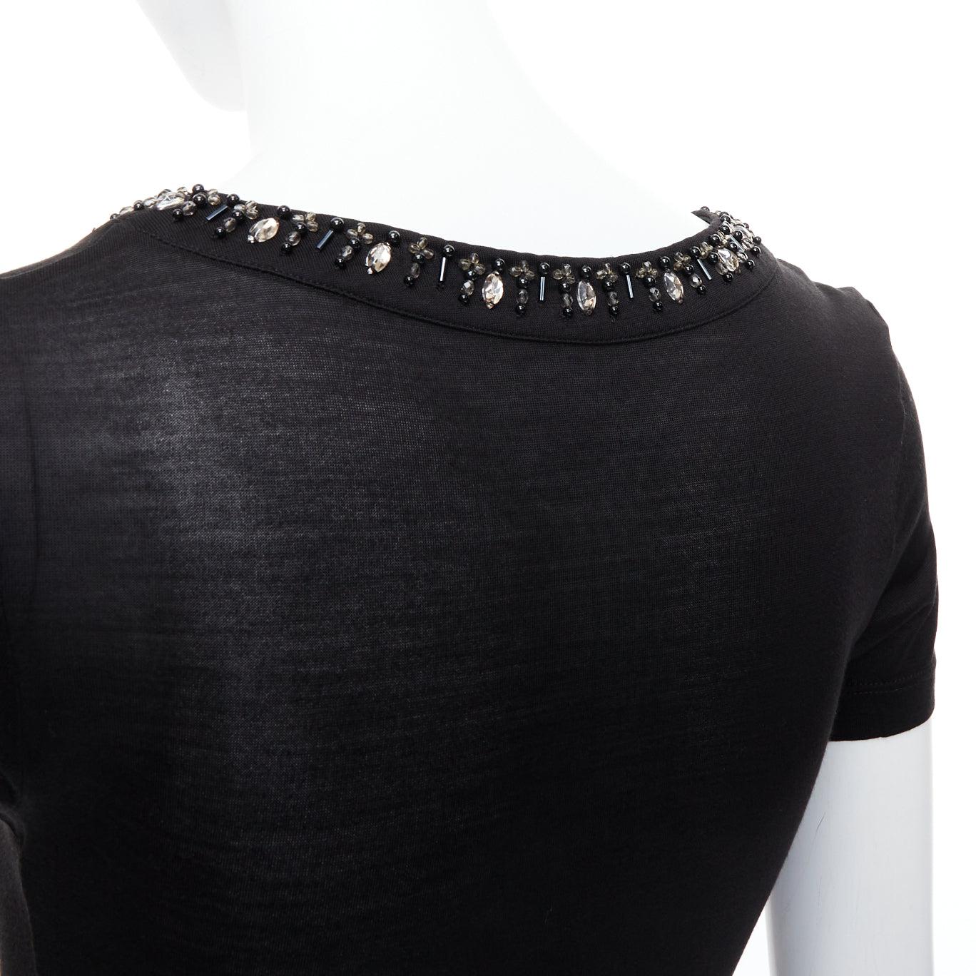 Chemise noire CHRISTIAN DIOR 100% soie verre PVC col perlé FR36 S en vente 2