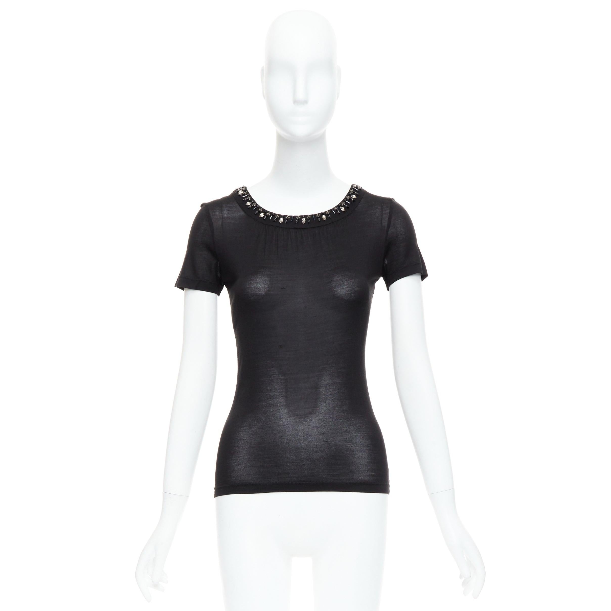 Chemise noire CHRISTIAN DIOR 100% soie verre PVC col perlé FR36 S en vente 4