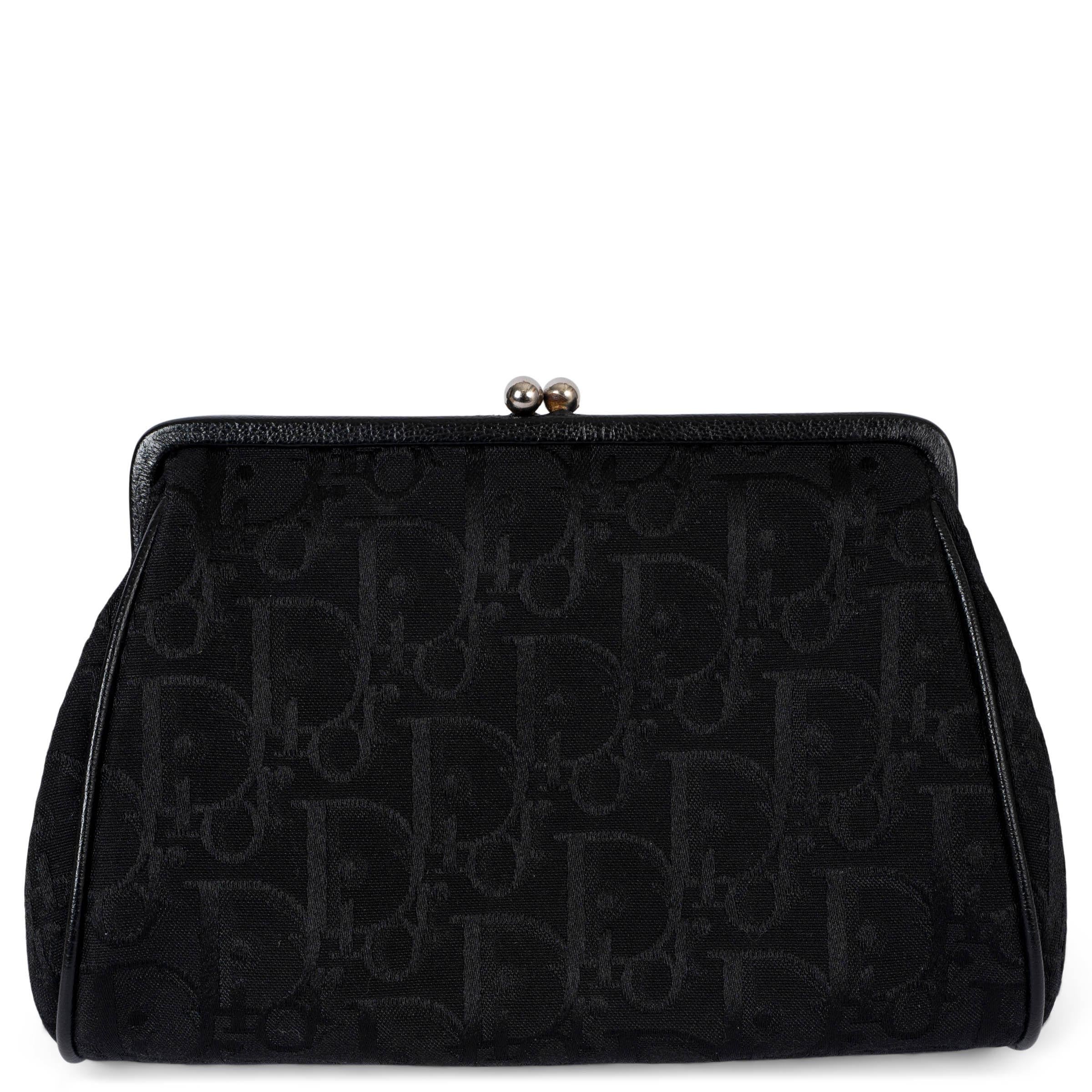 Black CHRISTIAN DIOR black 2005 FLORAL OBLIQUE CANVAS FRAME Clutch Bag For Sale