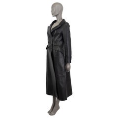CHRISTIAN DIOR Schwarzer DOUBLE BREASTED LEATHER-Mantel, 40 M
