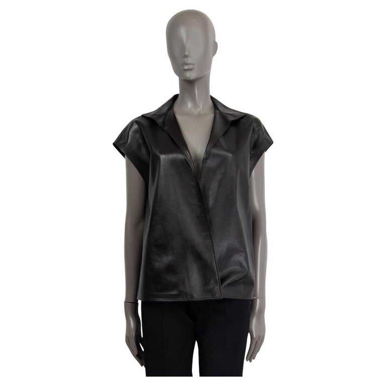 CHRISTIAN DIOR black 2019 LEATHER VEST Blouse Shirt 38 S For Sale at ...