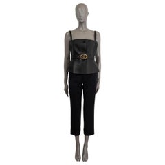 CHRISTIAN DIOR black 2020 LEATHER BELTED BUSTIER TANK TOP Shirt 38 S
