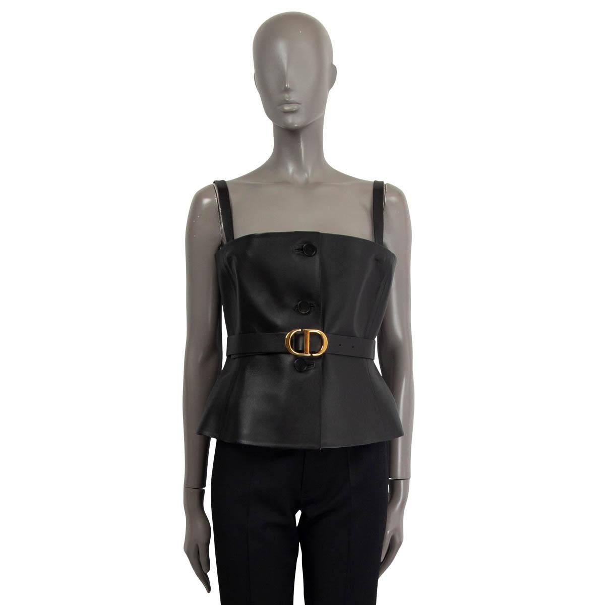 CHRISTIAN DIOR, chemise noire 2020 en cuir avec ceinture BUSTIER TanK, 38 S Pour femmes en vente