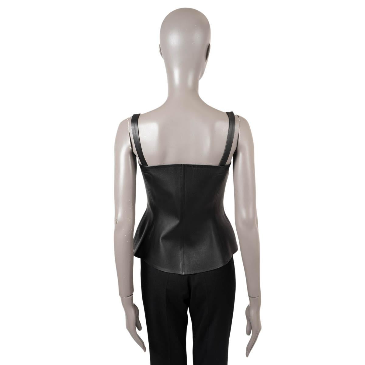 Women's CHRISTIAN DIOR black 2020 LEATHER BUSTIER TANK TOP Shirt 36 XS For Sale