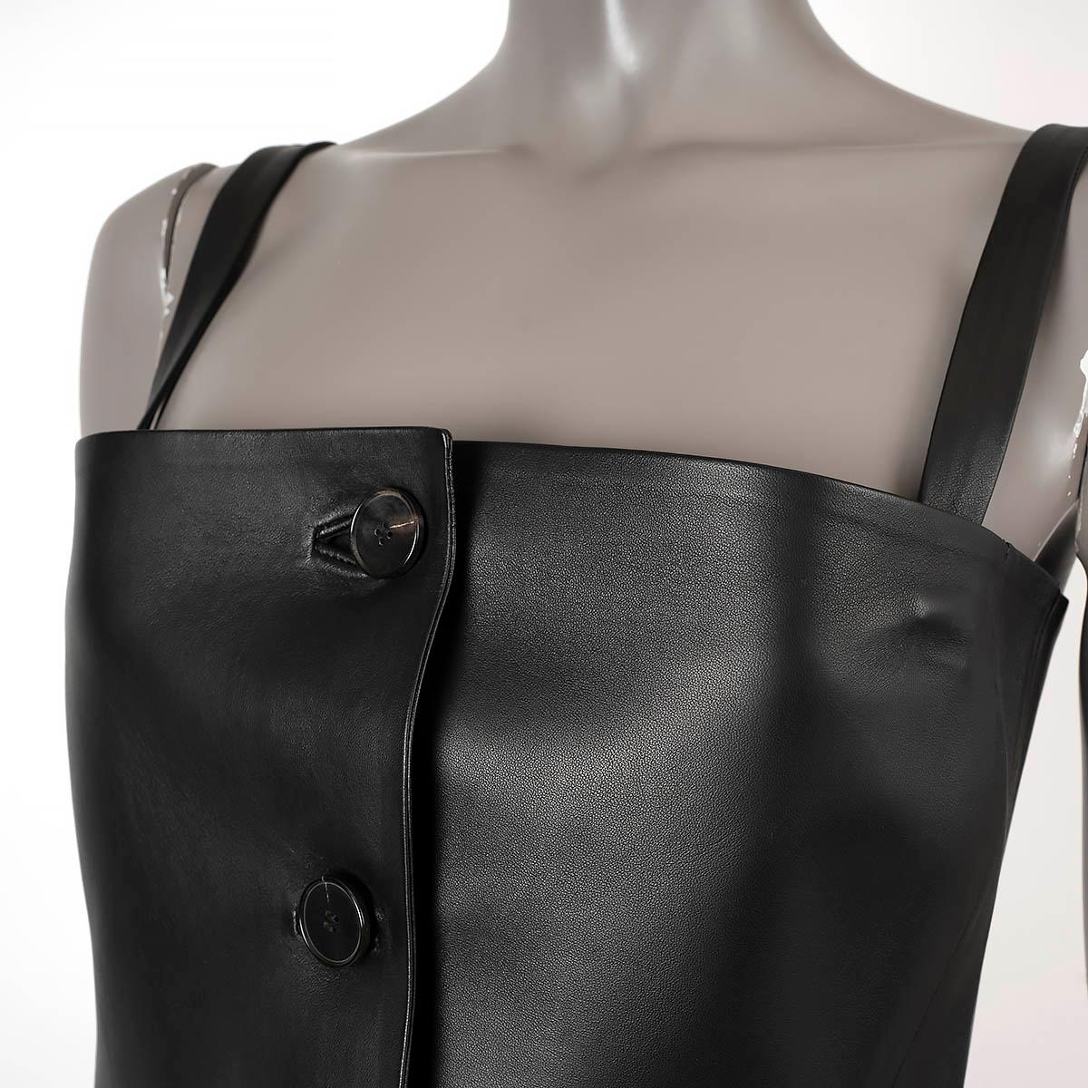 CHRISTIAN DIOR black 2020 LEATHER BUSTIER TANK TOP Shirt 36 XS For Sale 2