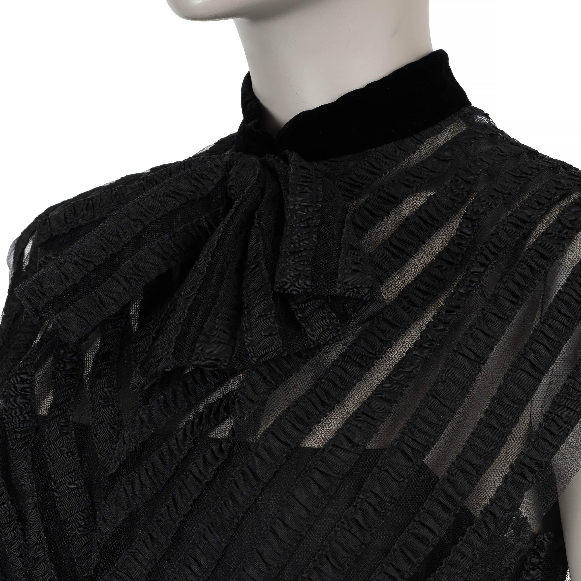Women's CHRISTIAN DIOR black 2024 RIBBON EMBROIDERED TULLE MIDI Dress 36 XS