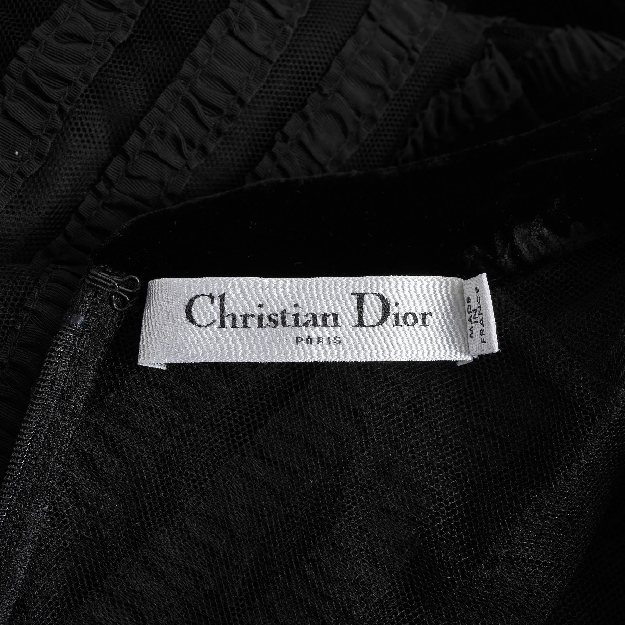 CHRISTIAN DIOR black 2024 RIBBON EMBROIDERED TULLE MIDI Dress 36 XS 1