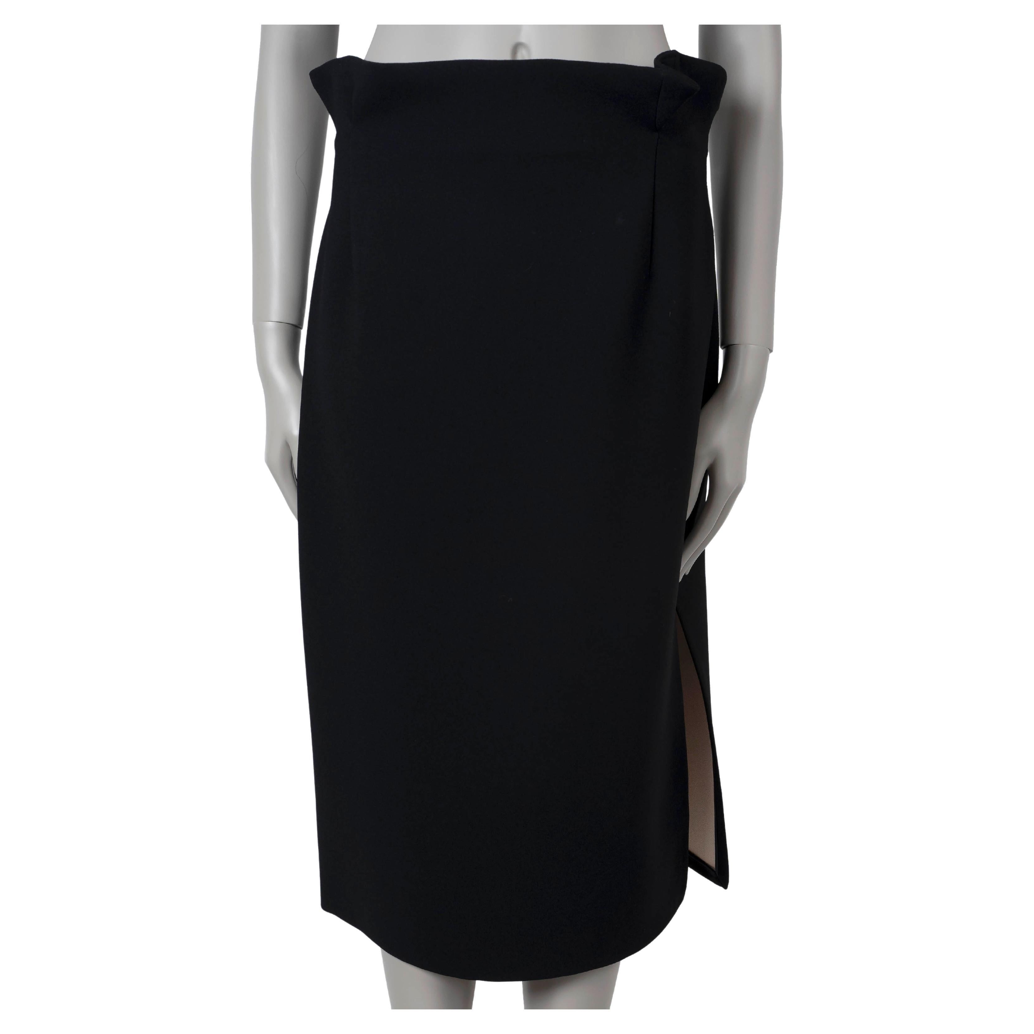 CHRISTIAN DIOR black acetate 2016 HIGH WAISTED PENCIL MIDI Skirt 42 L