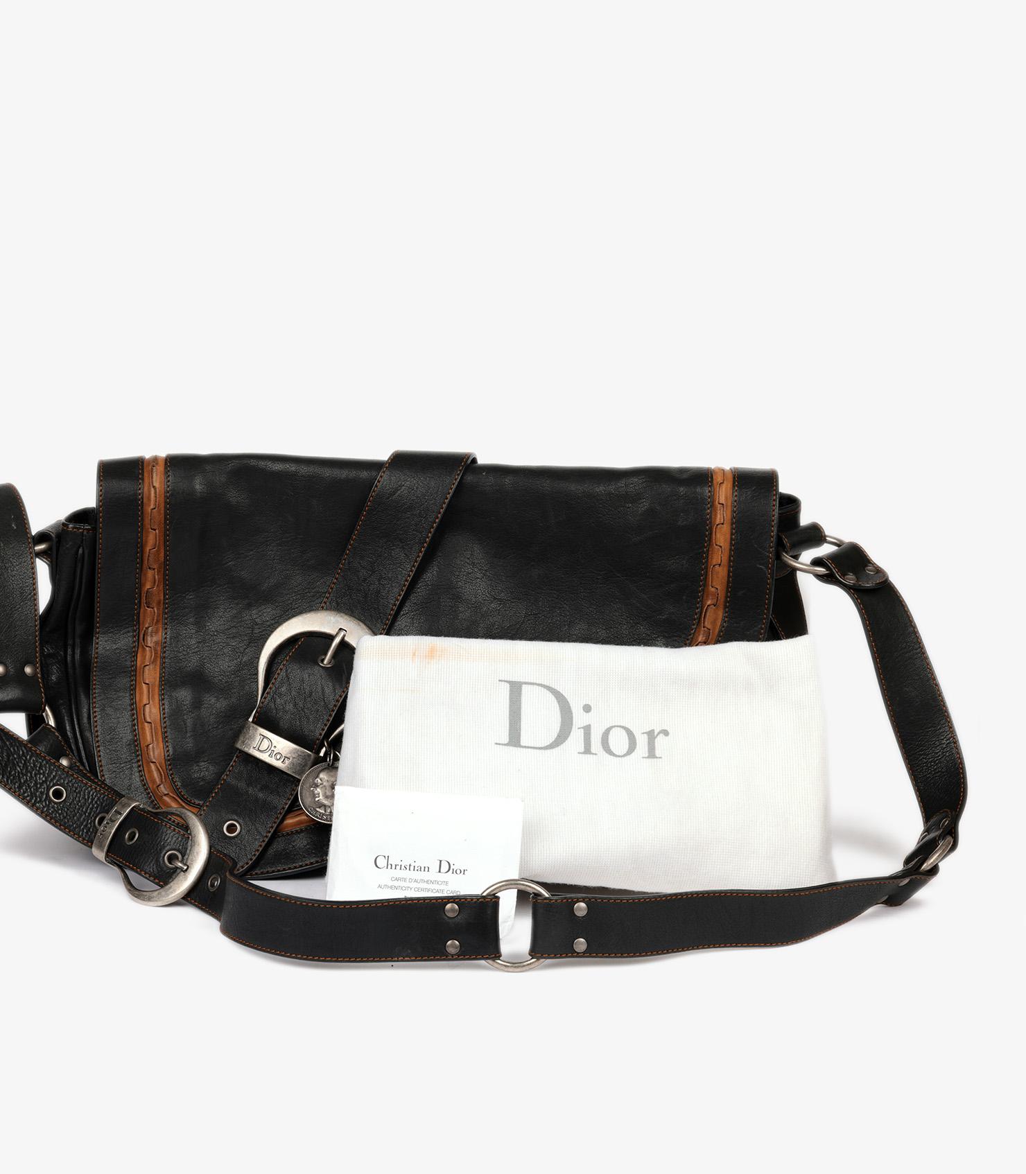 Christian Dior Black Aged Calfskin Leather Gaucho Saddle Bag 8