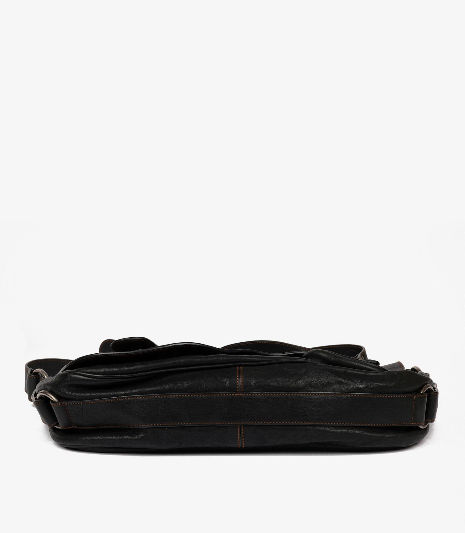 Christian Dior Black Aged Calfskin Leather Gaucho Saddle Bag 3