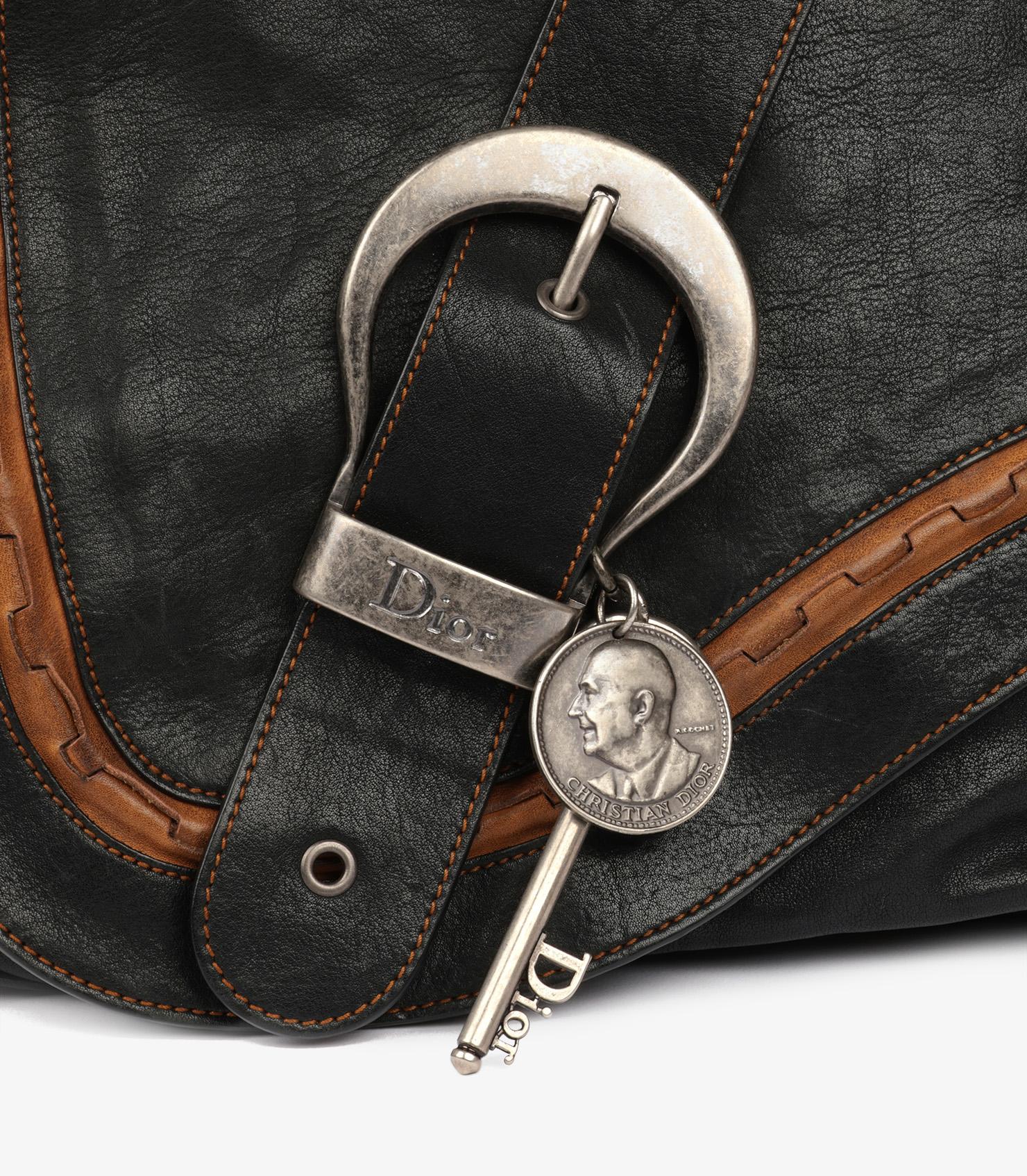 Christian Dior Black Aged Calfskin Leather Gaucho Saddle Bag 4
