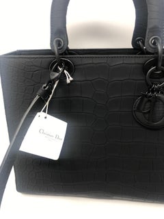 Christian Dior Black Alligator Large Lady Bag