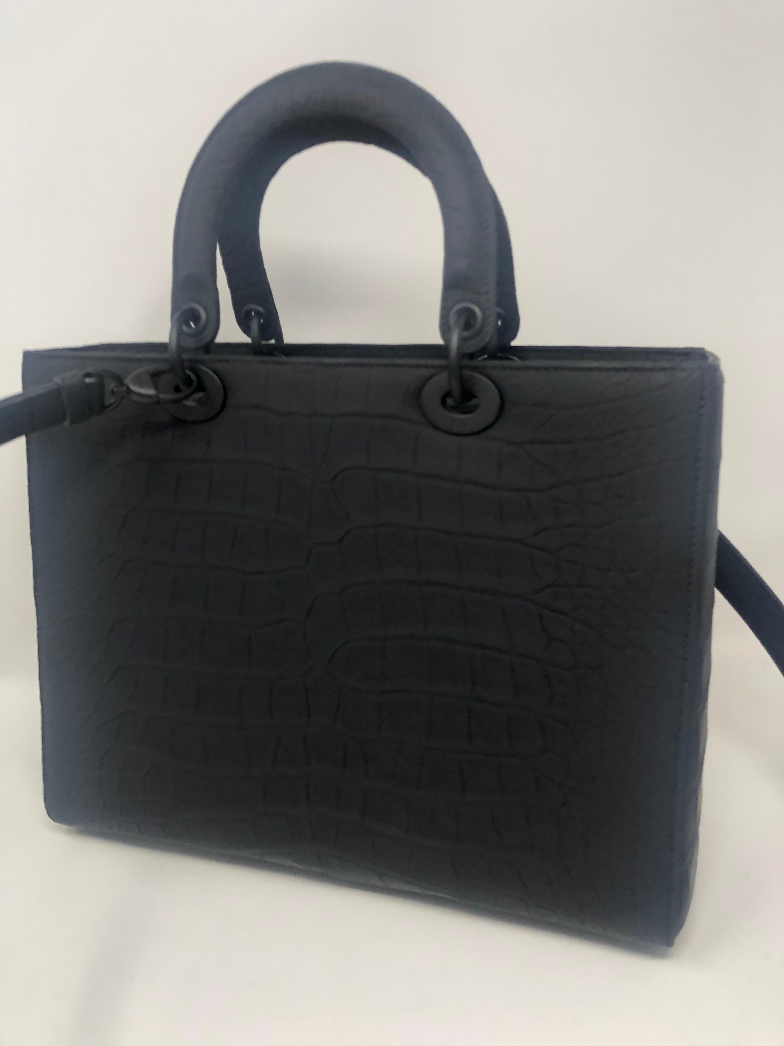 Christian Dior Black Alligator Large Lady Bag In New Condition In Athens, GA