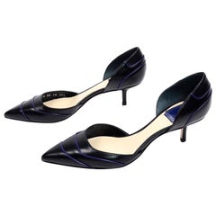 Christian Dior Black and Blue D'Orsay Pumps W Original Box & Shoe Bags
