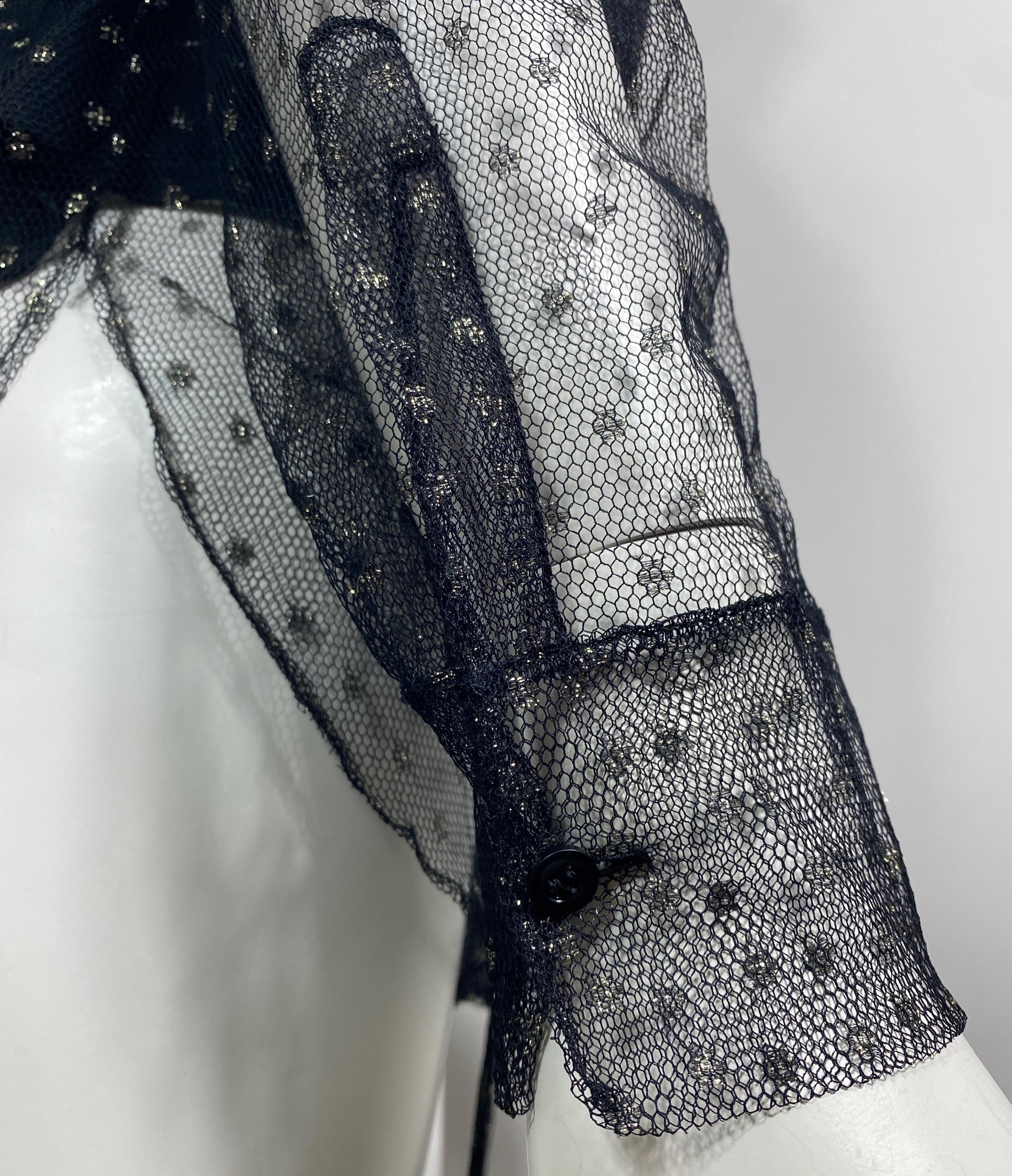 Christian Dior Mini Polka Dot Sheer Mesh Top noir et or - Taille petite en vente 6