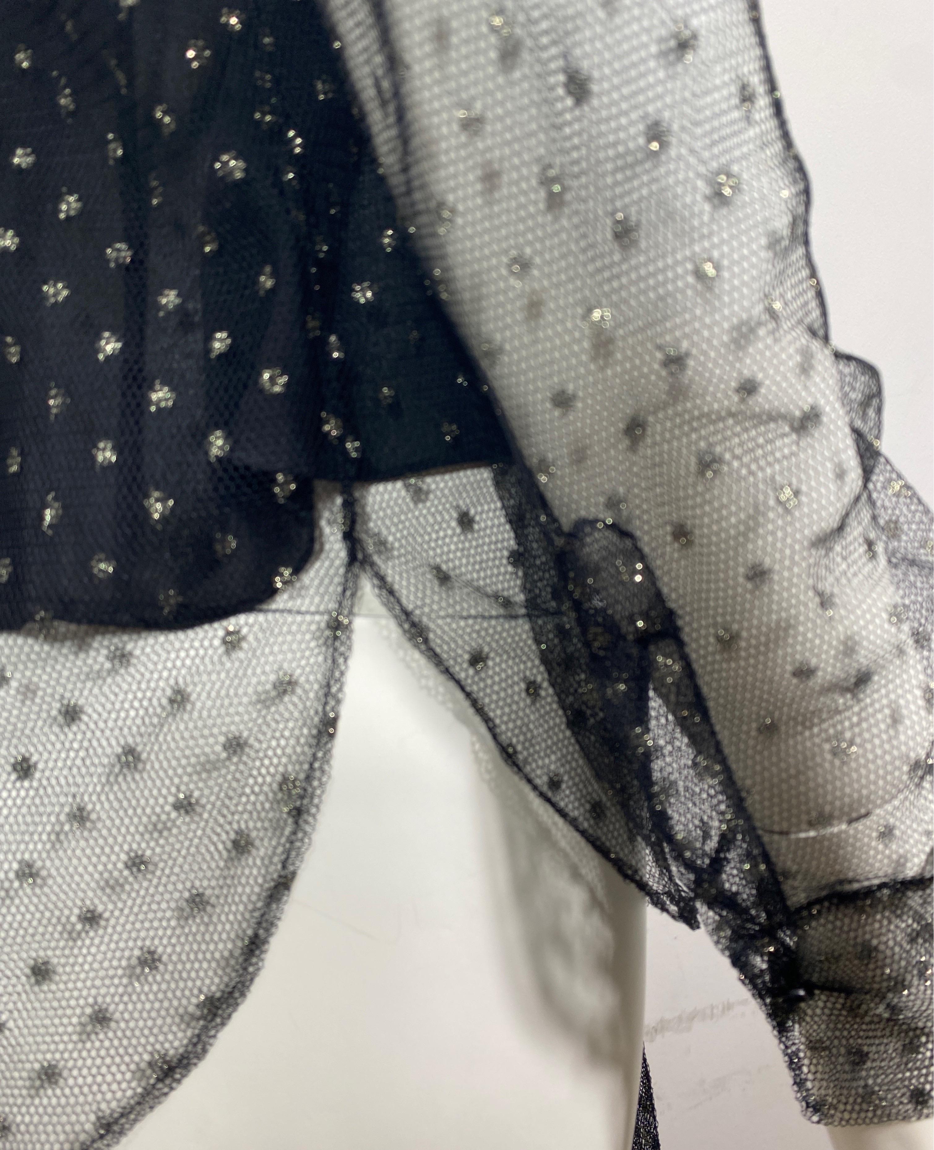 Christian Dior Mini Polka Dot Sheer Mesh Top noir et or - Taille petite en vente 5