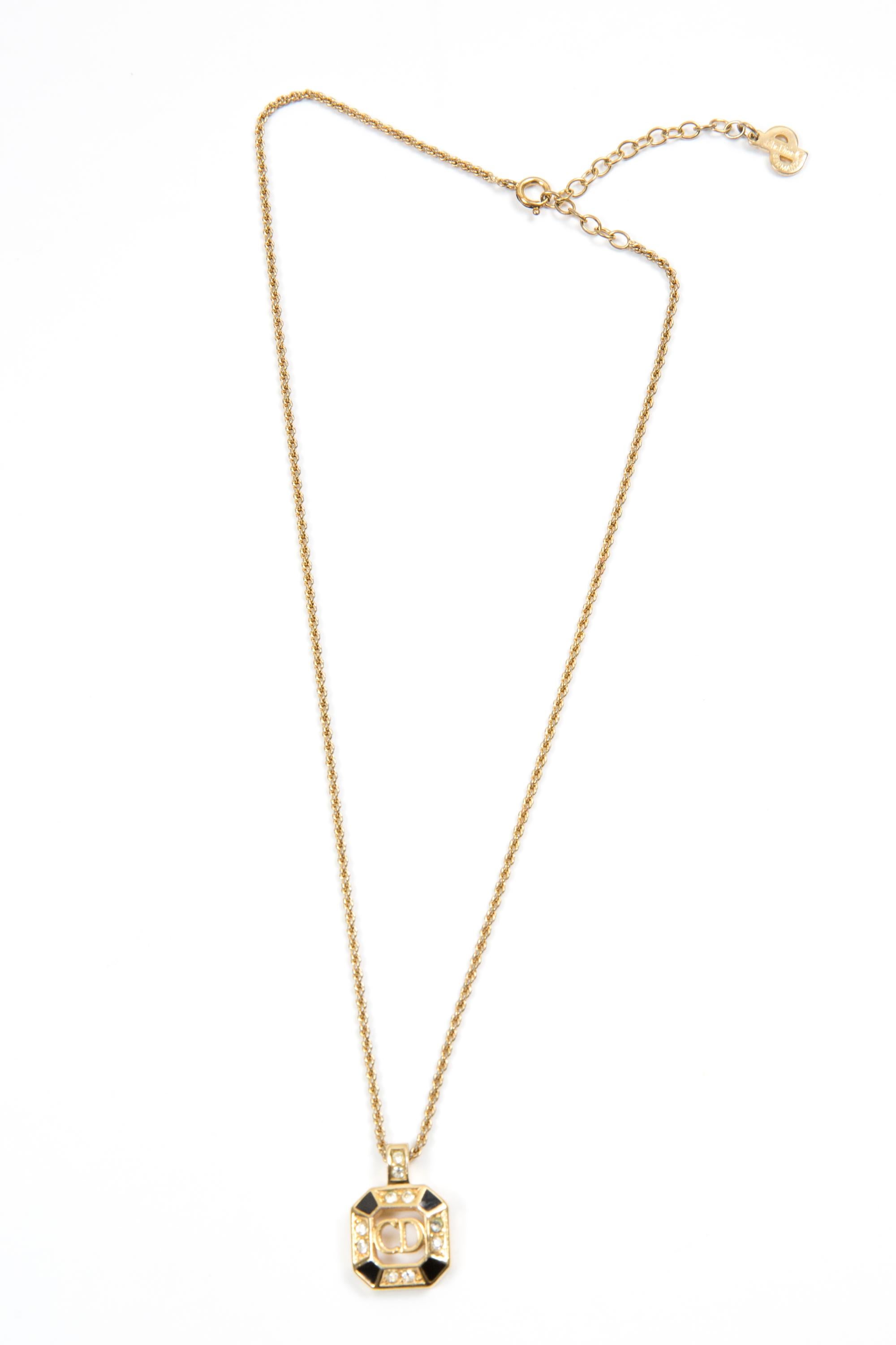 Collana Christian Dior nera e dorata in vendita 1