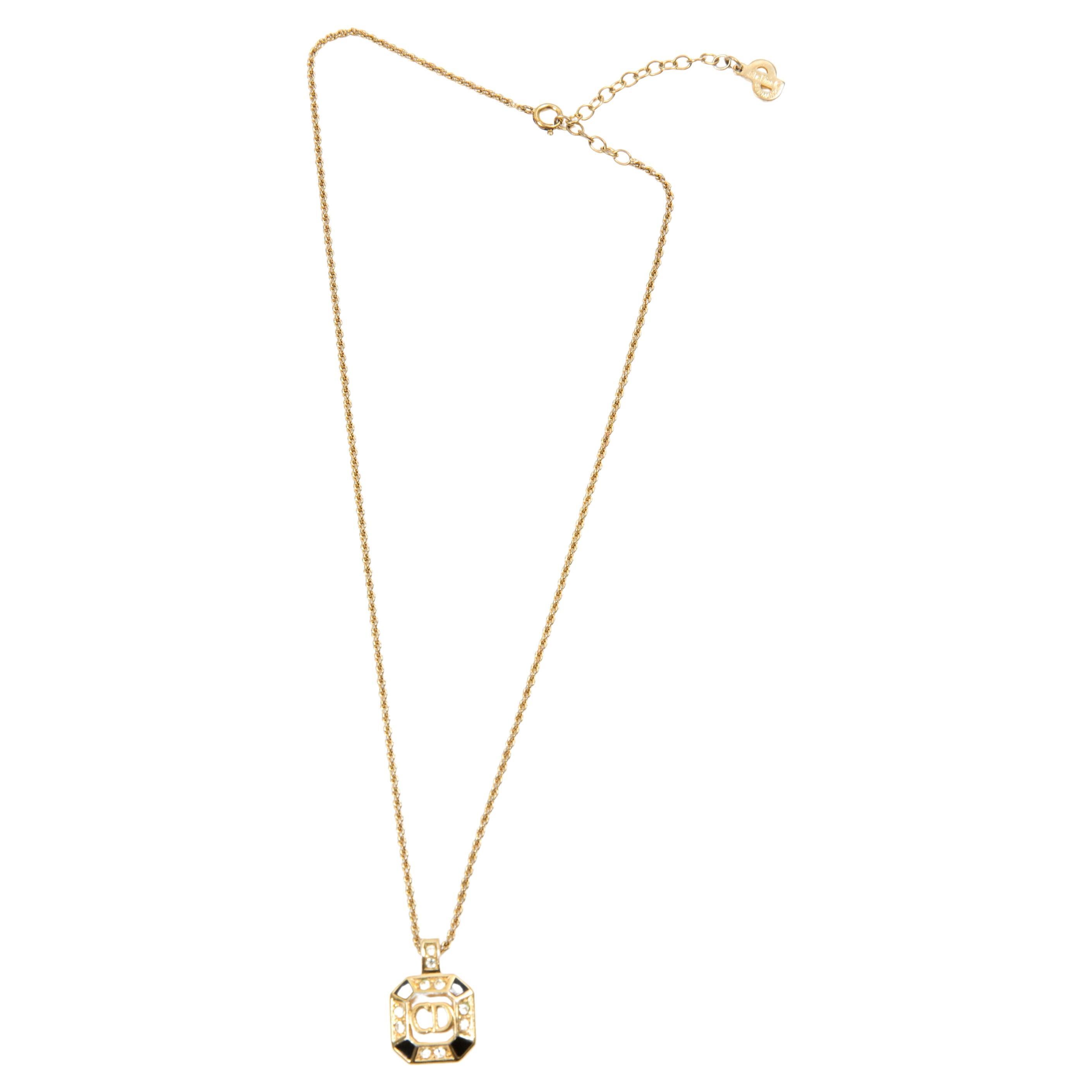 Collana Christian Dior nera e dorata in vendita