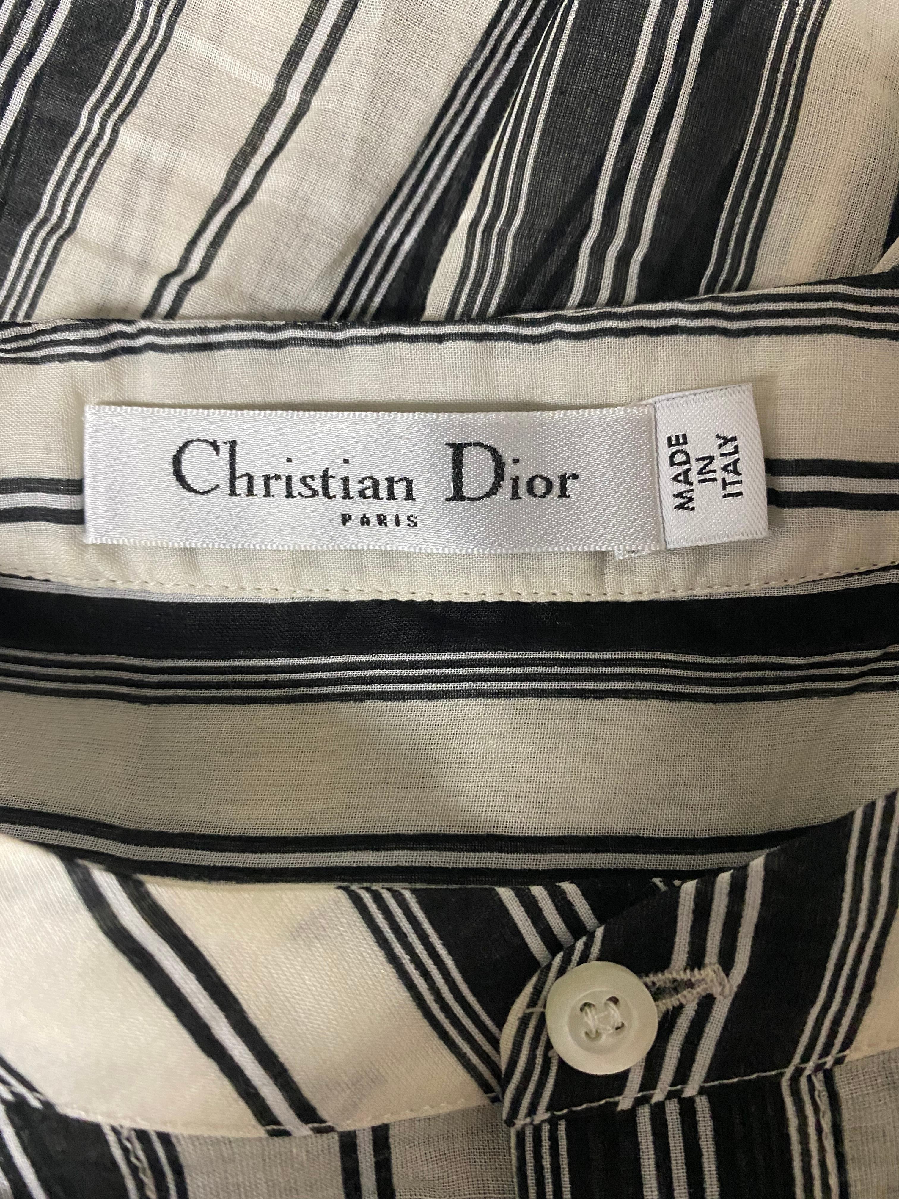 Christian Dior Black and White Blouse Tunic, Size 36 For Sale 1