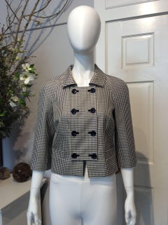 Christian Dior Black And White Checkered Double Breasted Jacket Sz Fr34/Us2