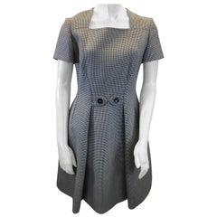 Christian Dior Black and White Print Wool Dress