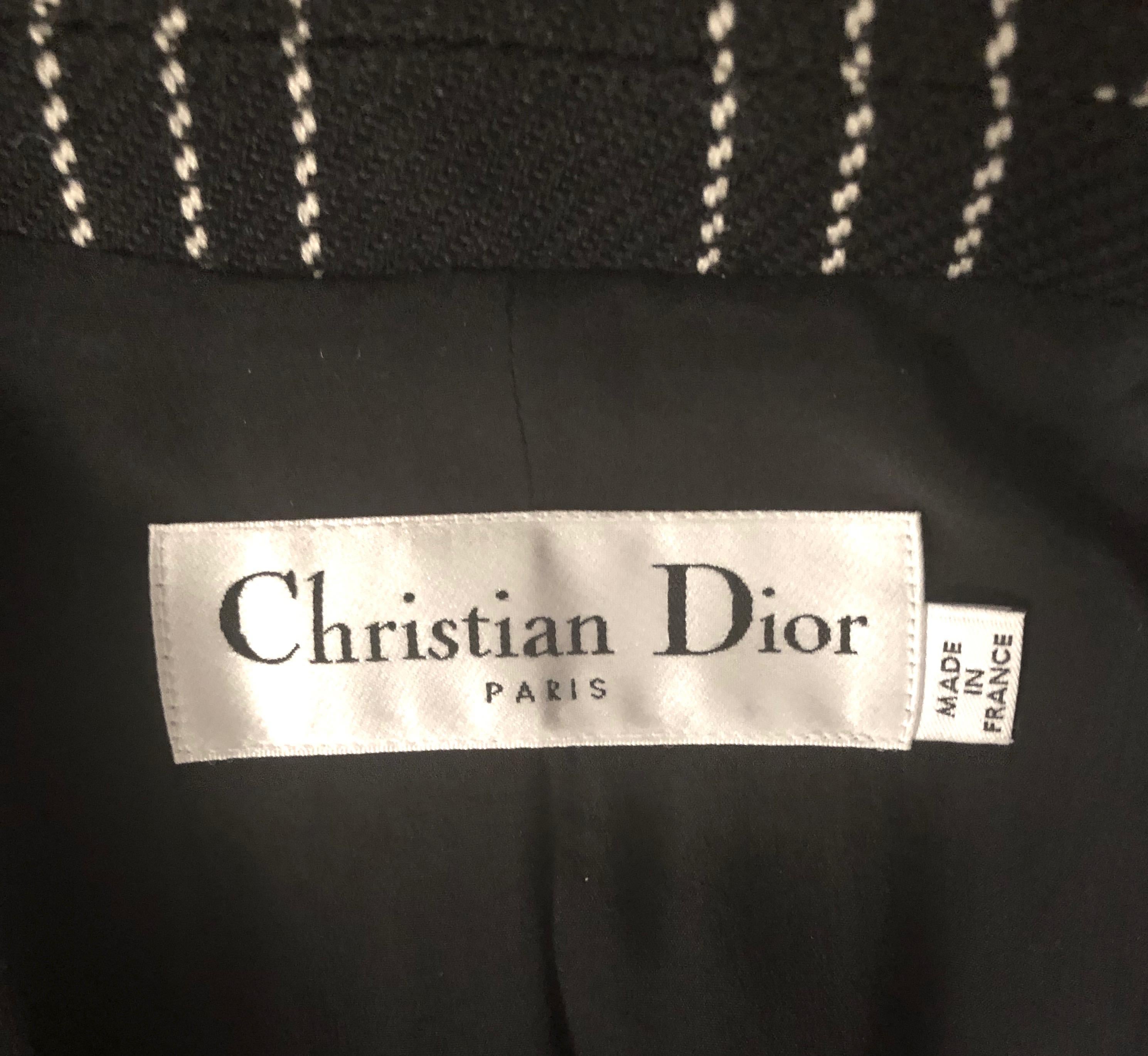Christian Dior Black and White Wool Bar Jacket 1