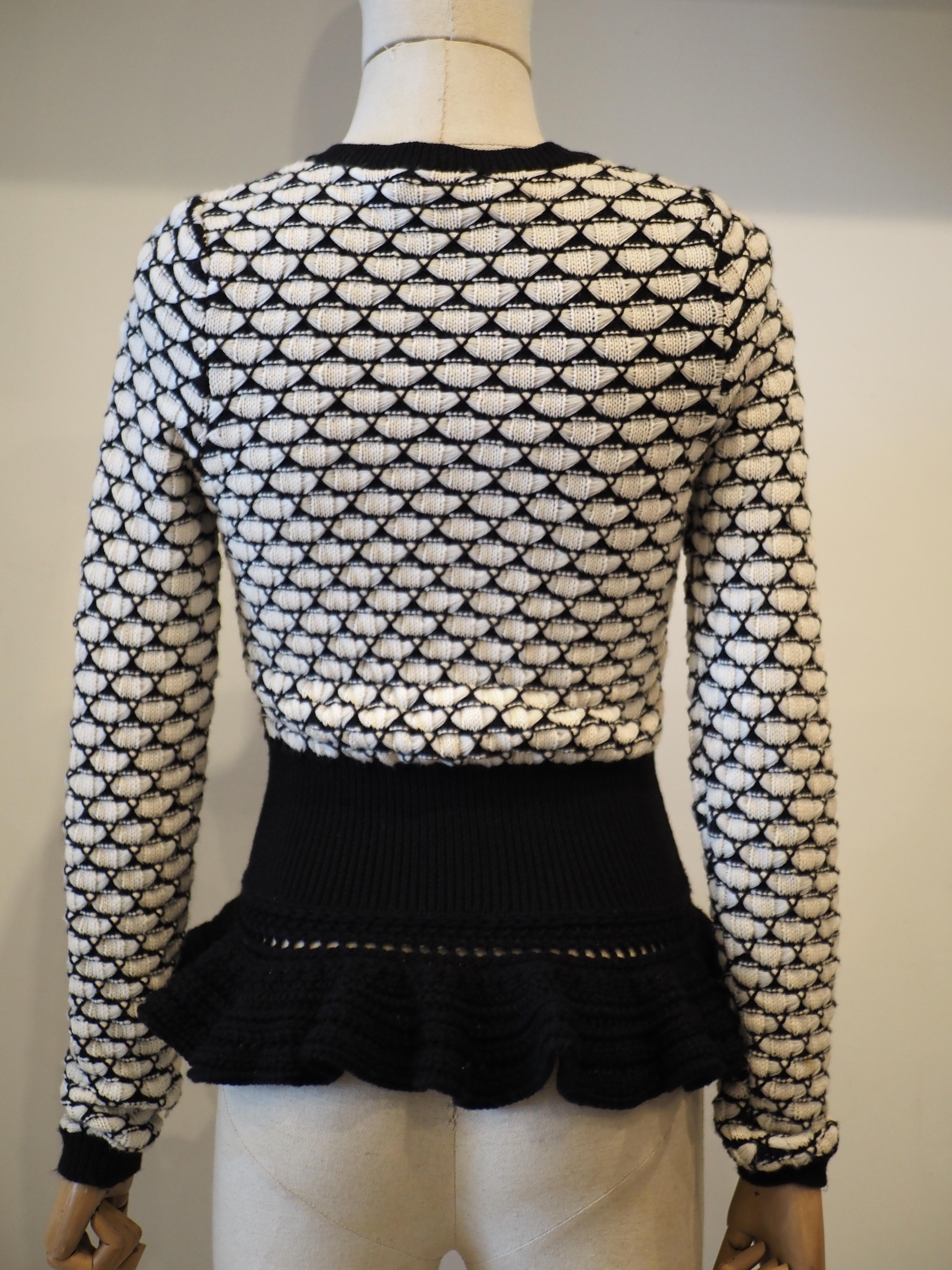 Cardigan en laine noir et blanc Christian Dior en vente 8