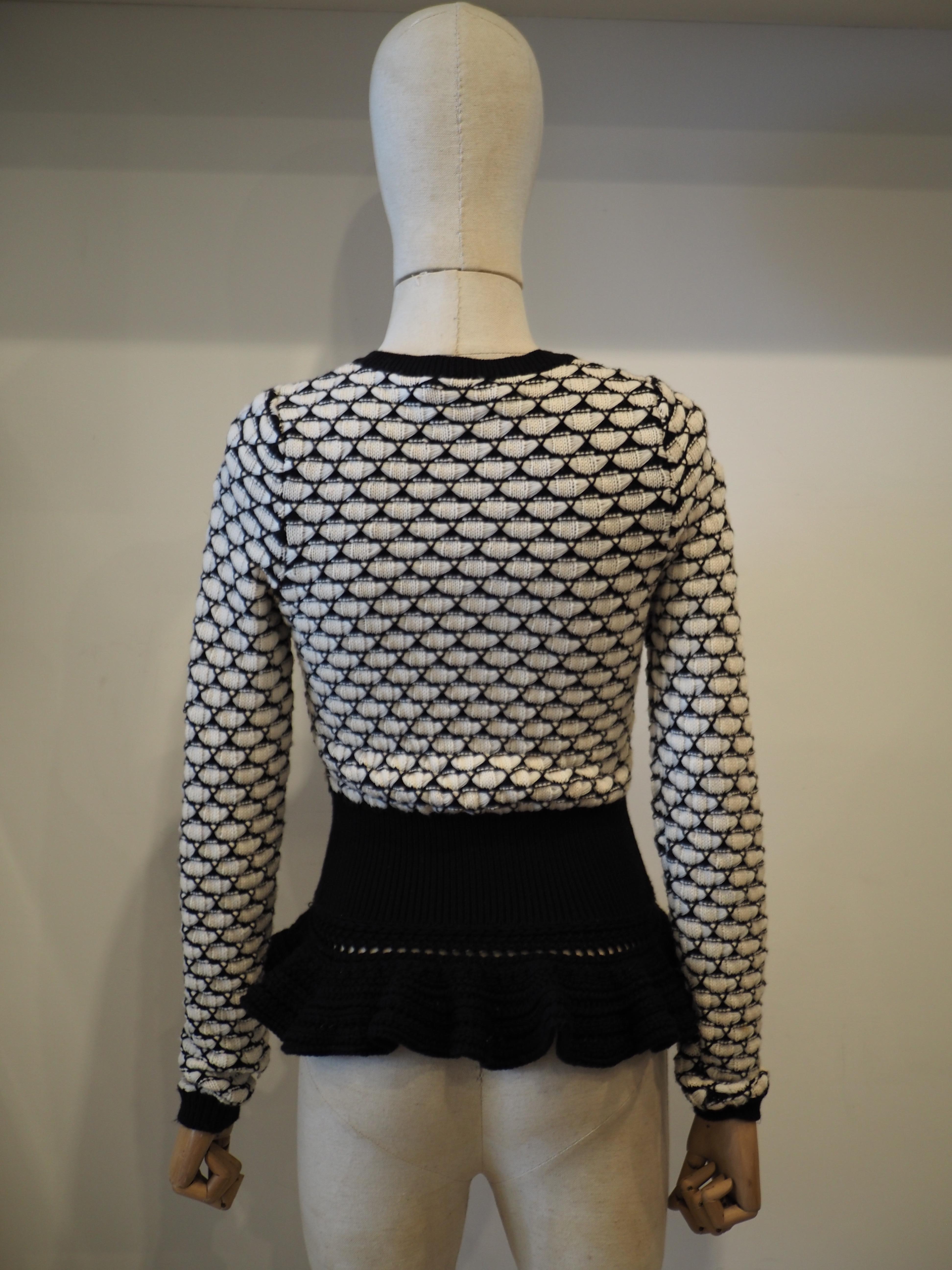 Cardigan en laine noir et blanc Christian Dior en vente 9