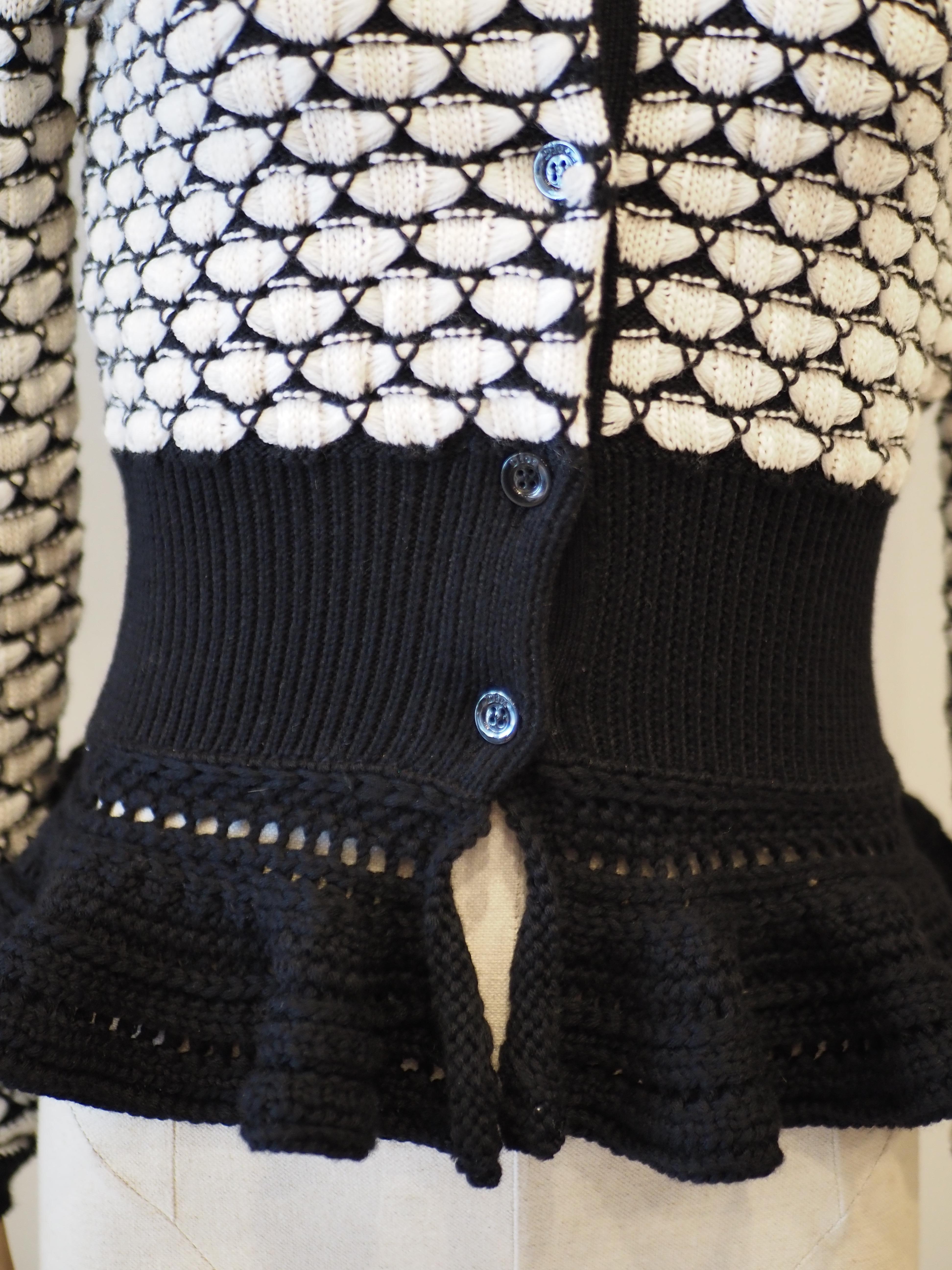 Noir Cardigan en laine noir et blanc Christian Dior en vente