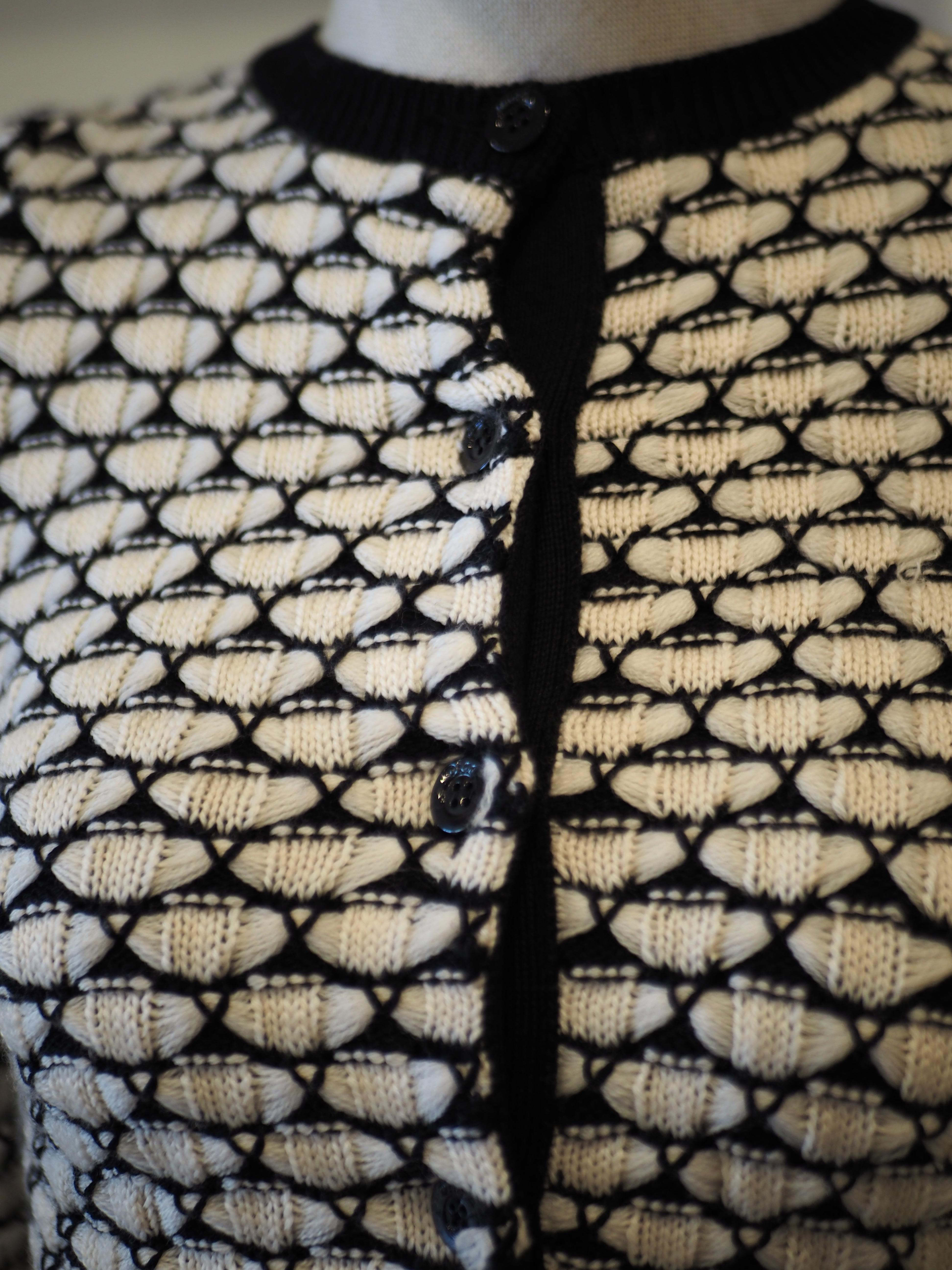 Cardigan en laine noir et blanc Christian Dior Excellent état - En vente à Capri, IT