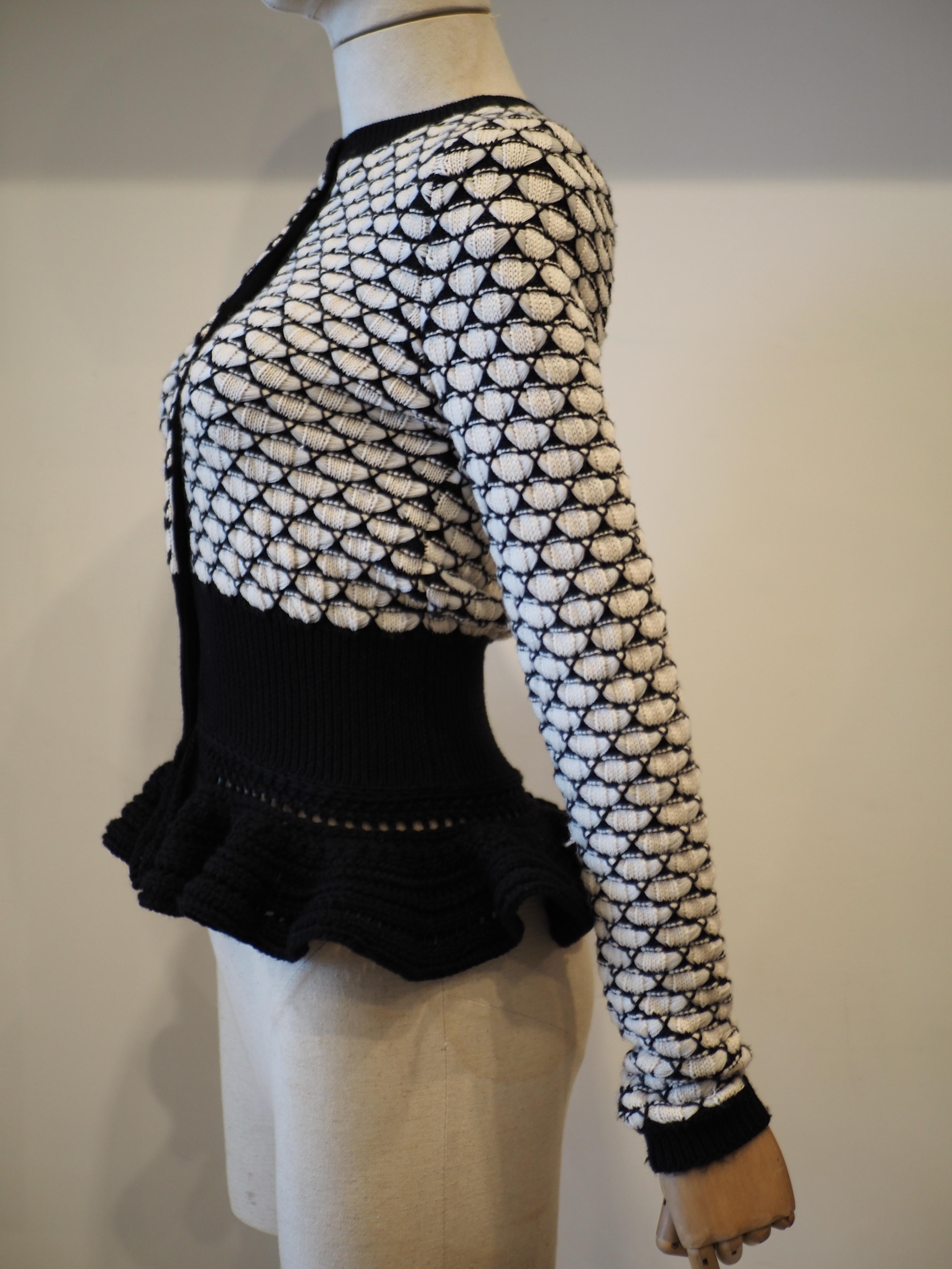 Cardigan en laine noir et blanc Christian Dior en vente 3
