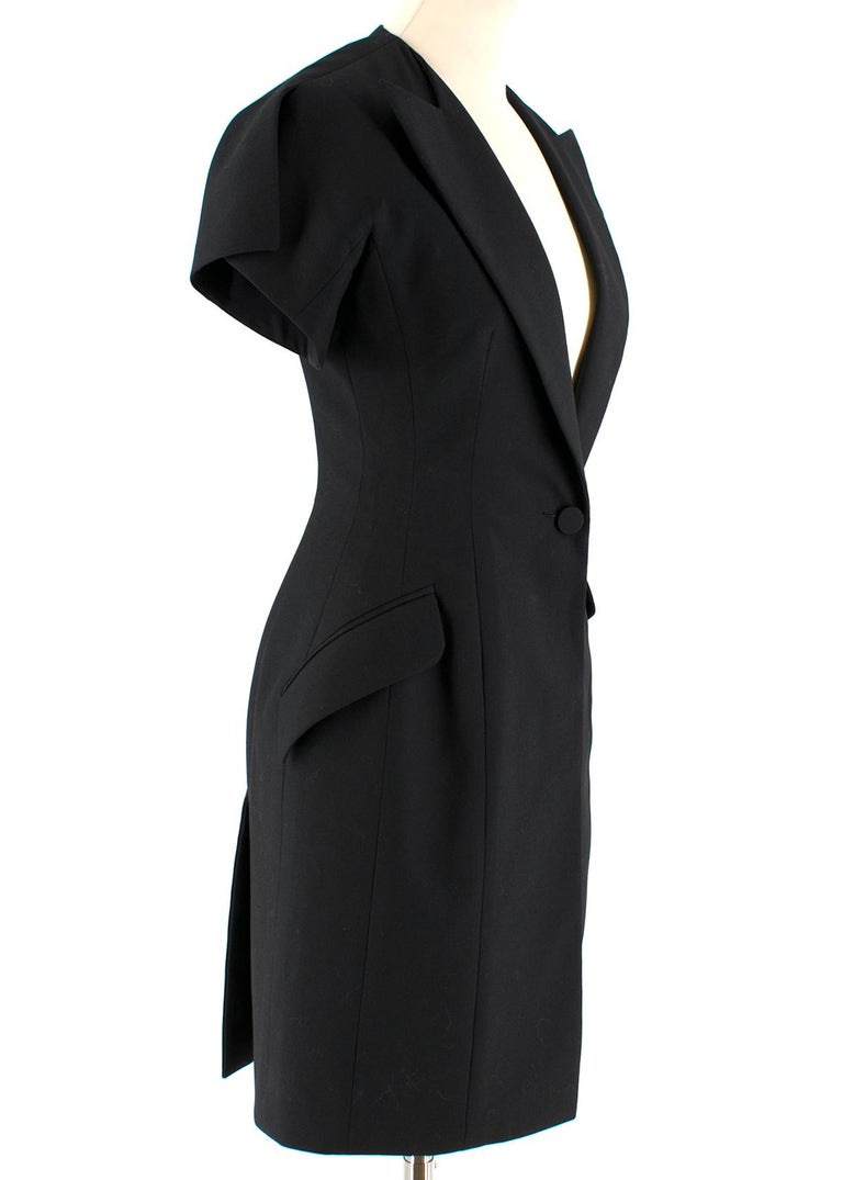 Christian Dior Black Asymmetric Blazer Dress SIZE 36 For  