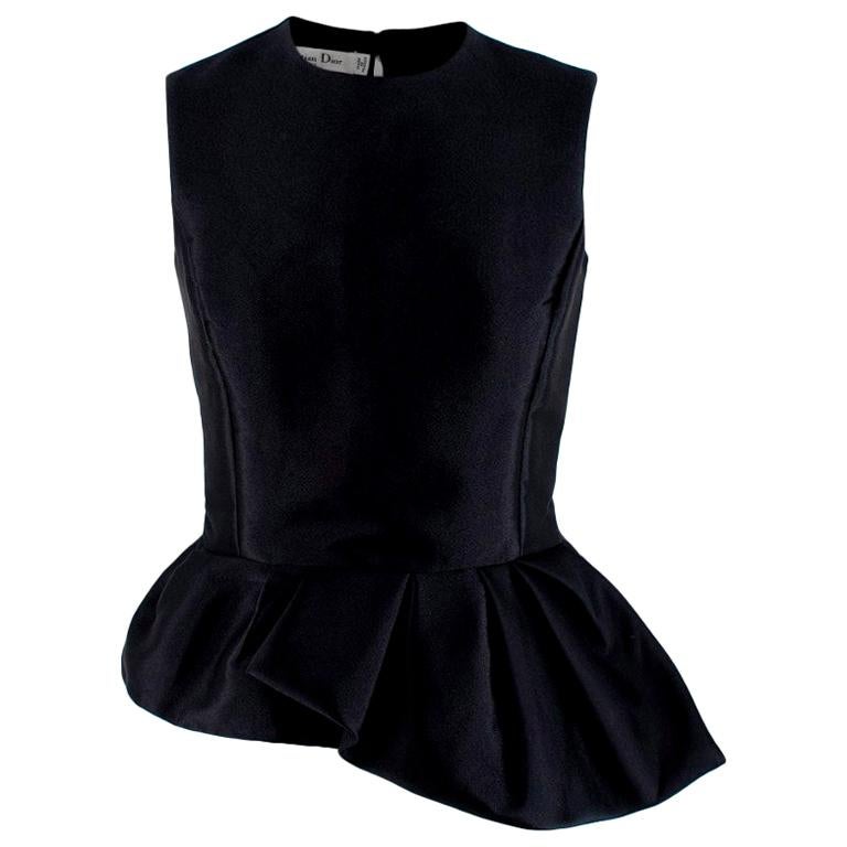 Christian Dior Black Asymmetric Peplum Sleeveless Top - Size US 4 For Sale