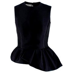 Christian Dior Black Asymmetric Peplum Sleeveless Top - Size US 4