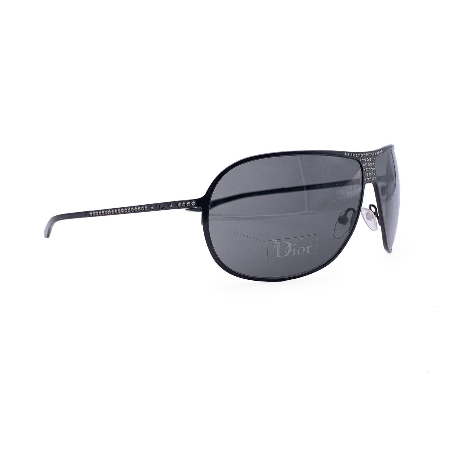 Christian Dior Black Aviator Hard Dior1 Sunglasses with Crystals In Excellent Condition For Sale In Rome, Rome