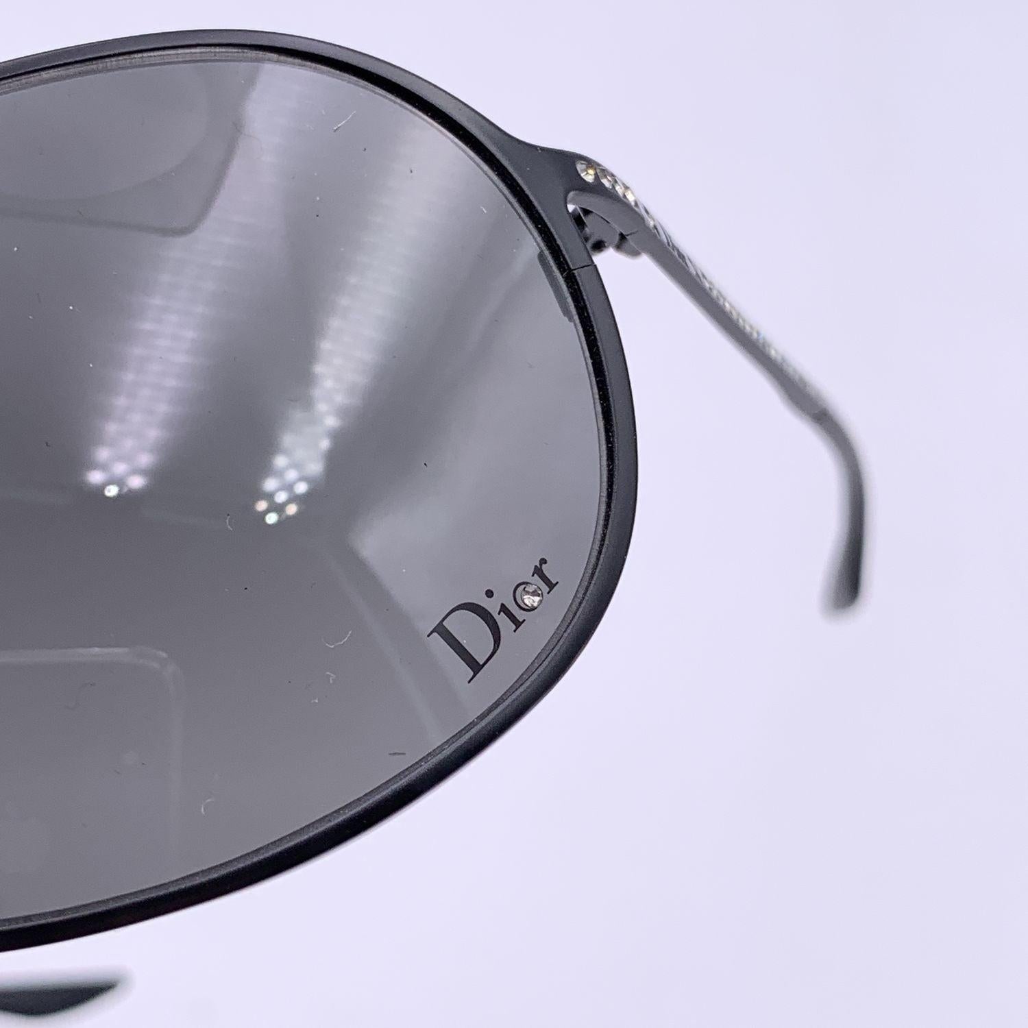 Christian Dior Black Aviator Hard Dior1 Sunglasses with Crystals For Sale 1