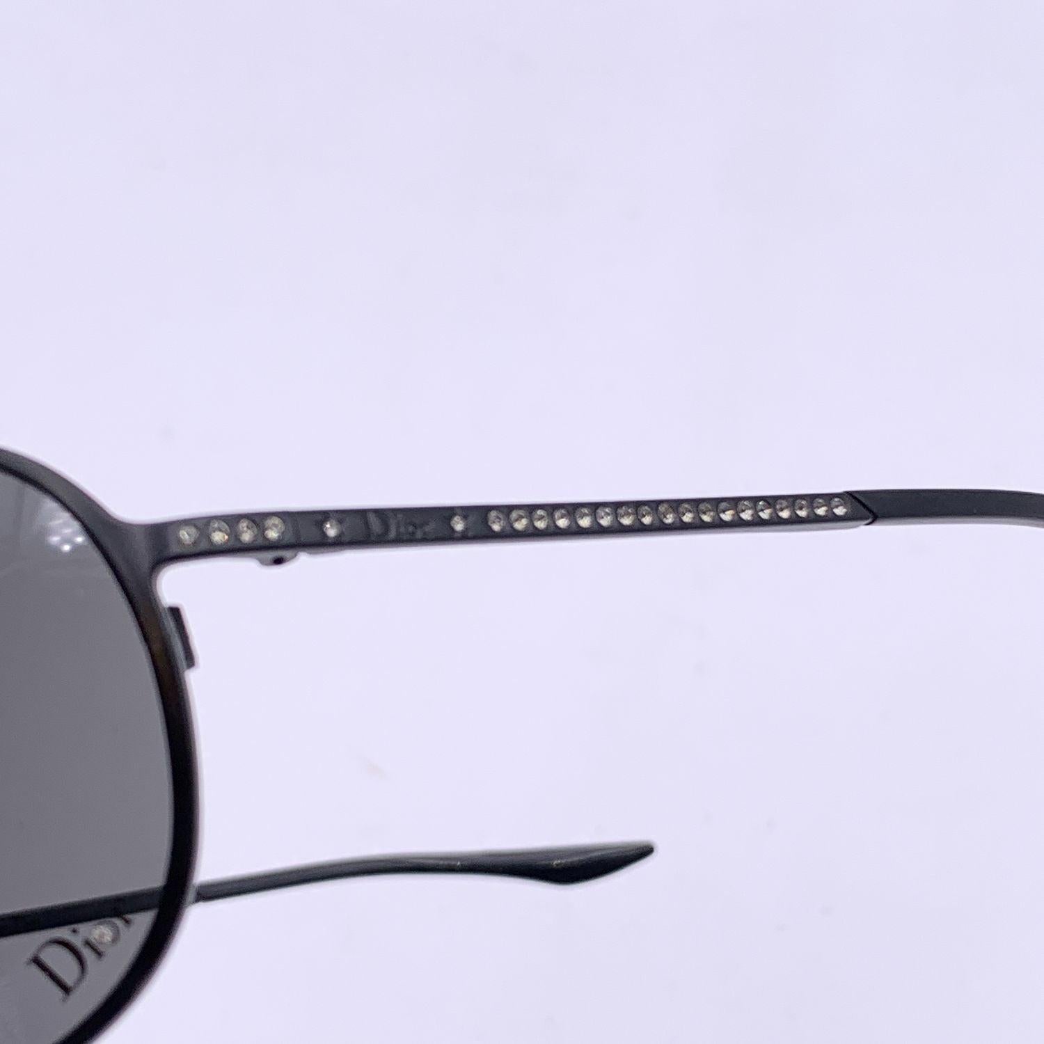 Christian Dior Black Aviator Hard Dior1 Sunglasses with Crystals For Sale 2