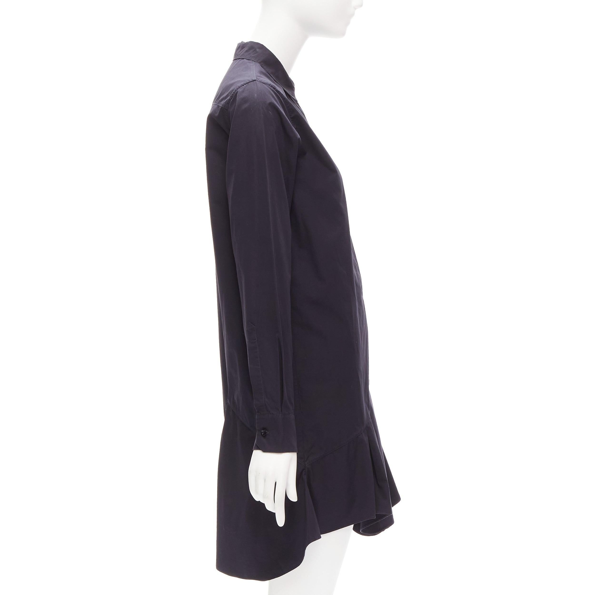 CHRISTIAN DIOR black bee crystal embellished collar ruffle hem shirt dress S In Good Condition For Sale In Hong Kong, NT