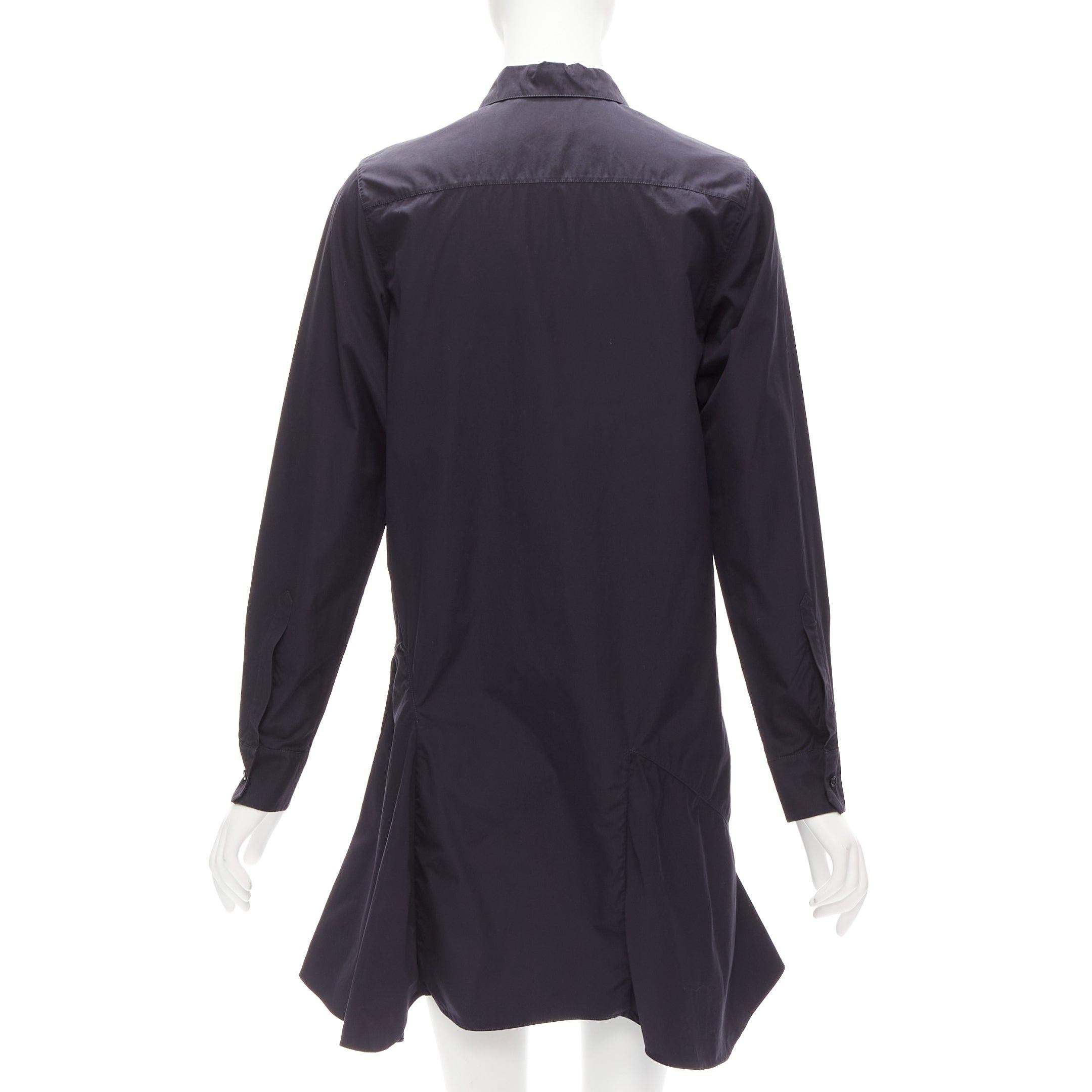 Women's CHRISTIAN DIOR black bee crystal embellished collar ruffle hem shirt dress S For Sale