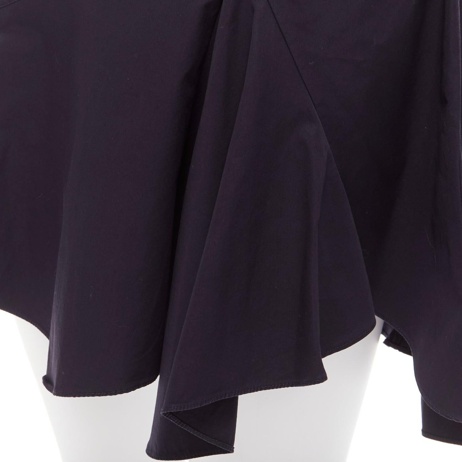 CHRISTIAN DIOR black bee crystal embellished collar ruffle hem shirt dress S For Sale 2