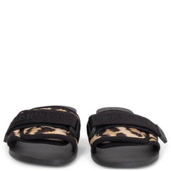 CHRISTIAN DIOR black beige LEOPARD DIO(R)EVOLUTION Flat Sandals Shoes 37