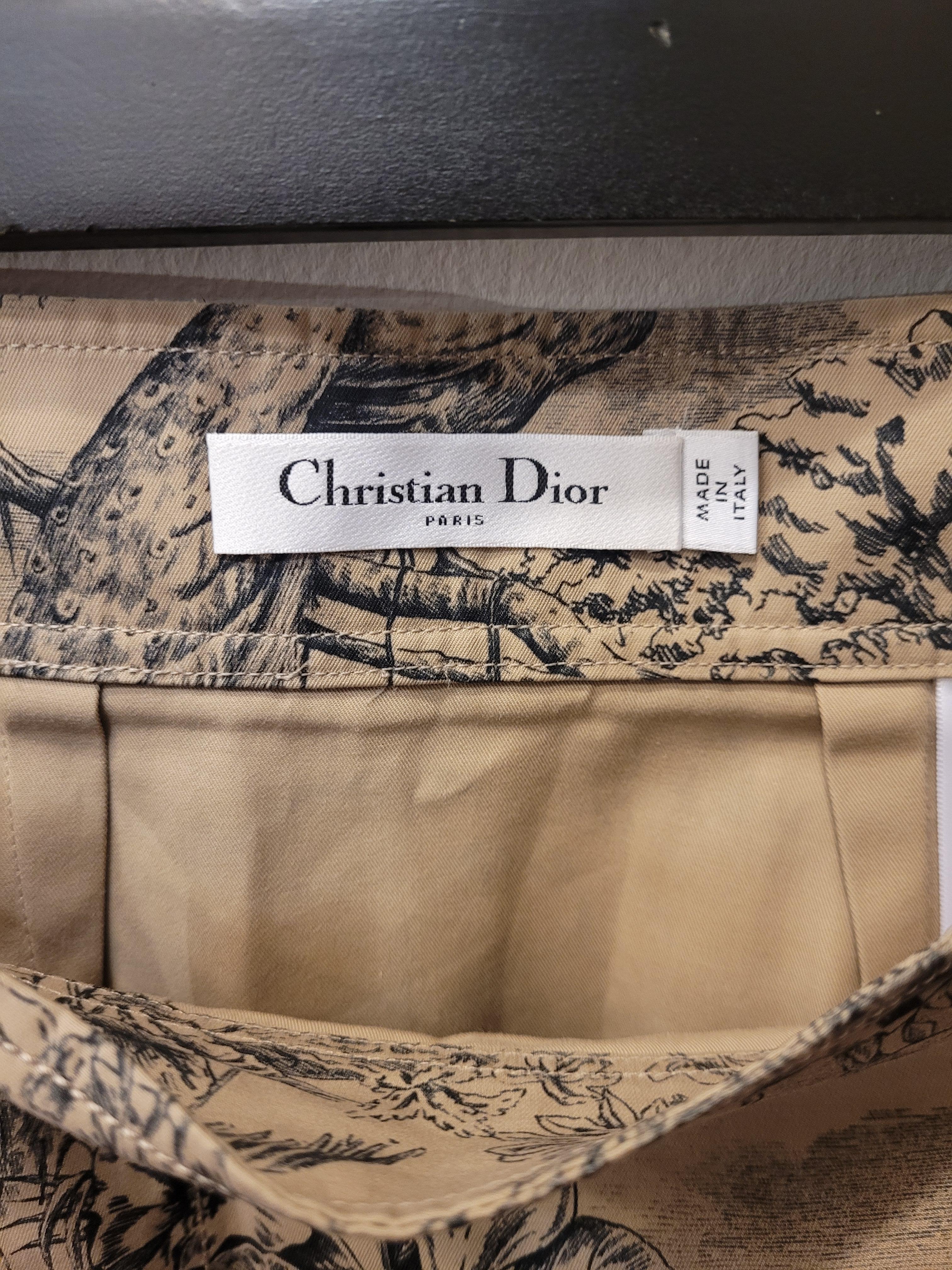Christian Dior black beige toile de jouy longue Skirt 7