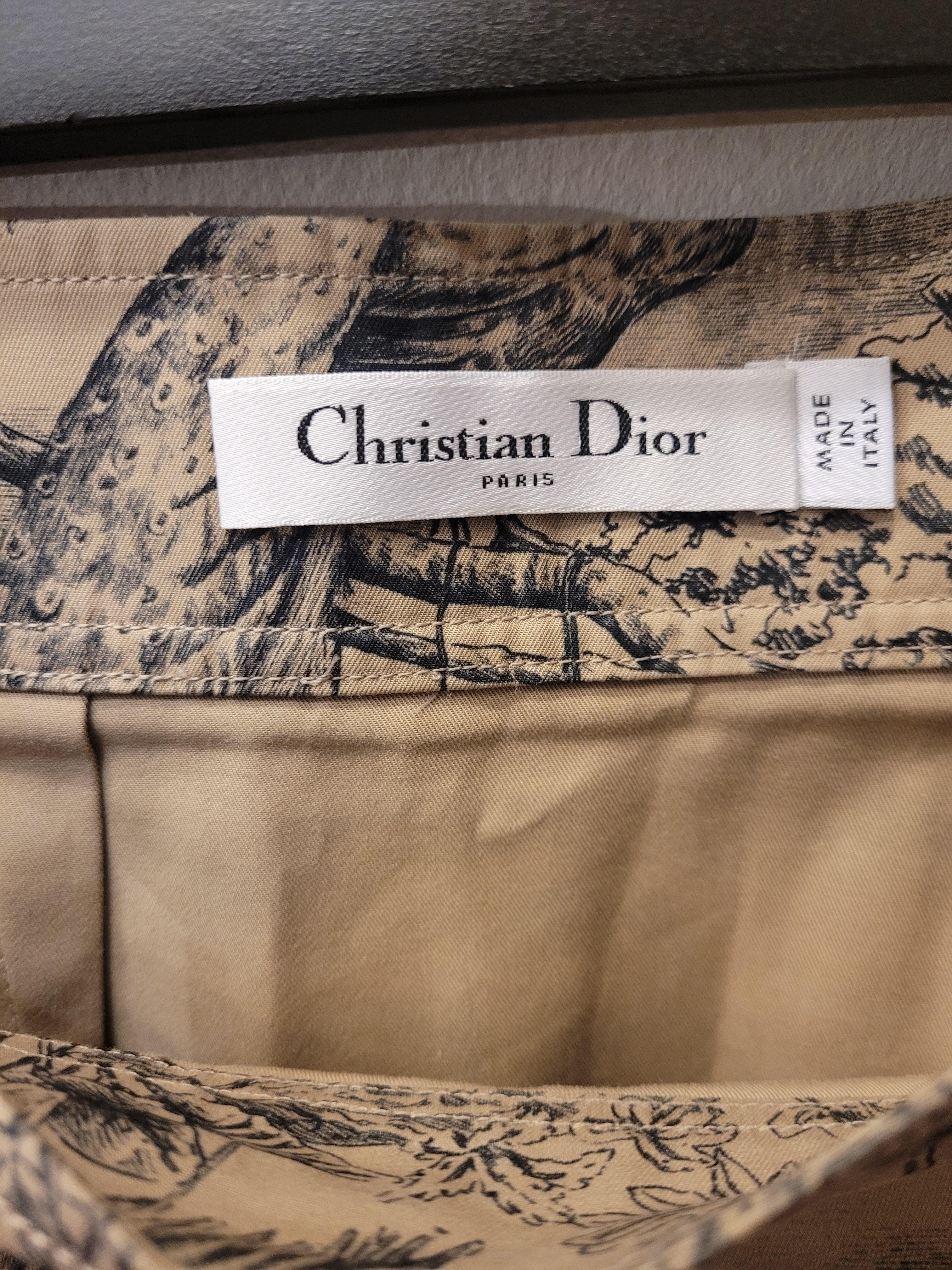 Christian Dior - Jupe longue en toile de jouy noire et beige en vente 11