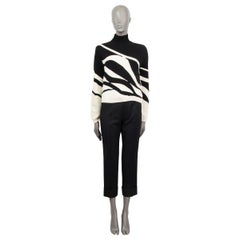 CHRISTIAN DIOR black & beige wool 2015 TURTLENECK Sweater 40 M