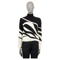 CHRISTIAN DIOR black & beige wool 2015 TURTLENECK Sweater 40 M