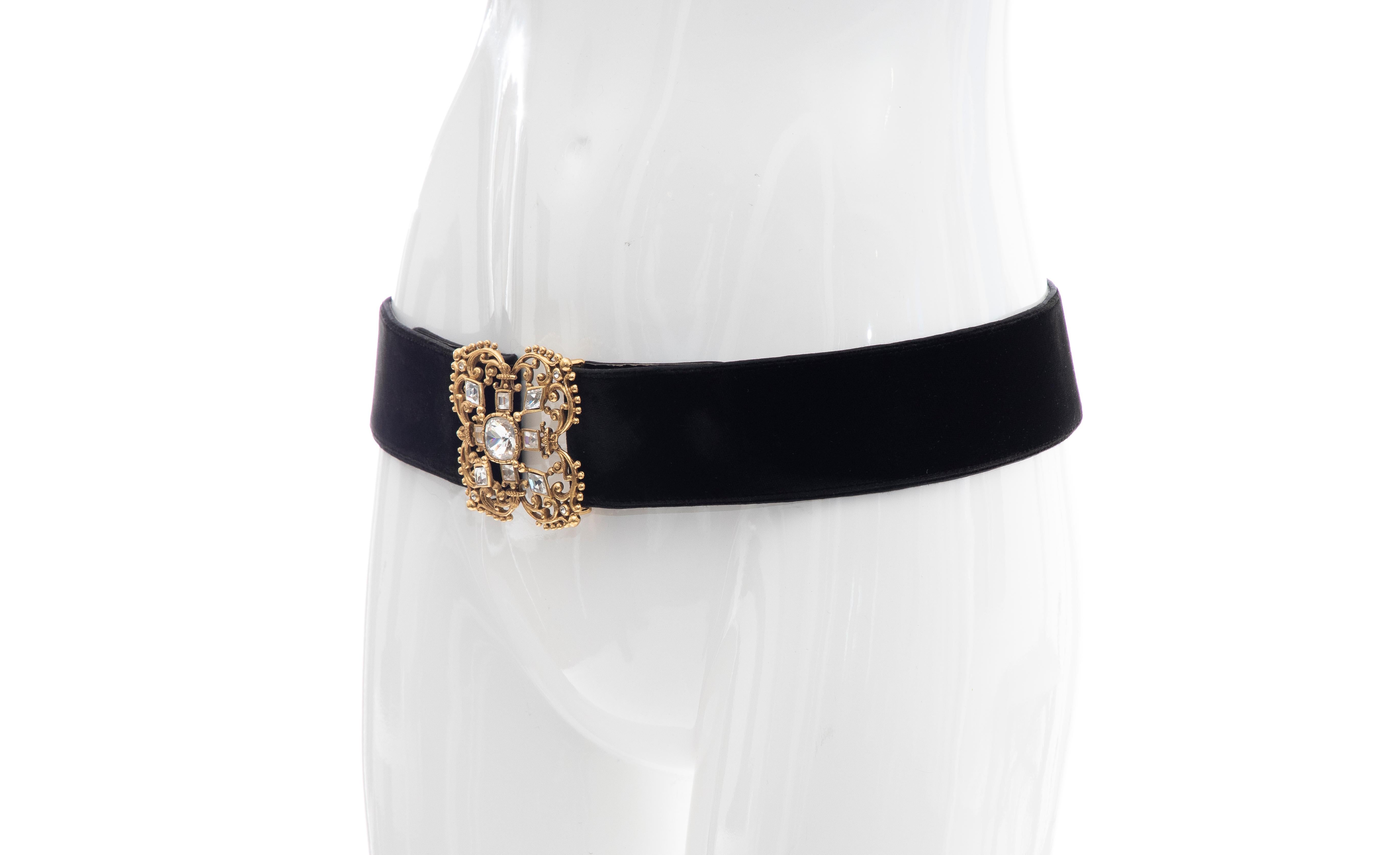 Christian Dior Black Bijoux Velvet Evening Belt For Sale 3