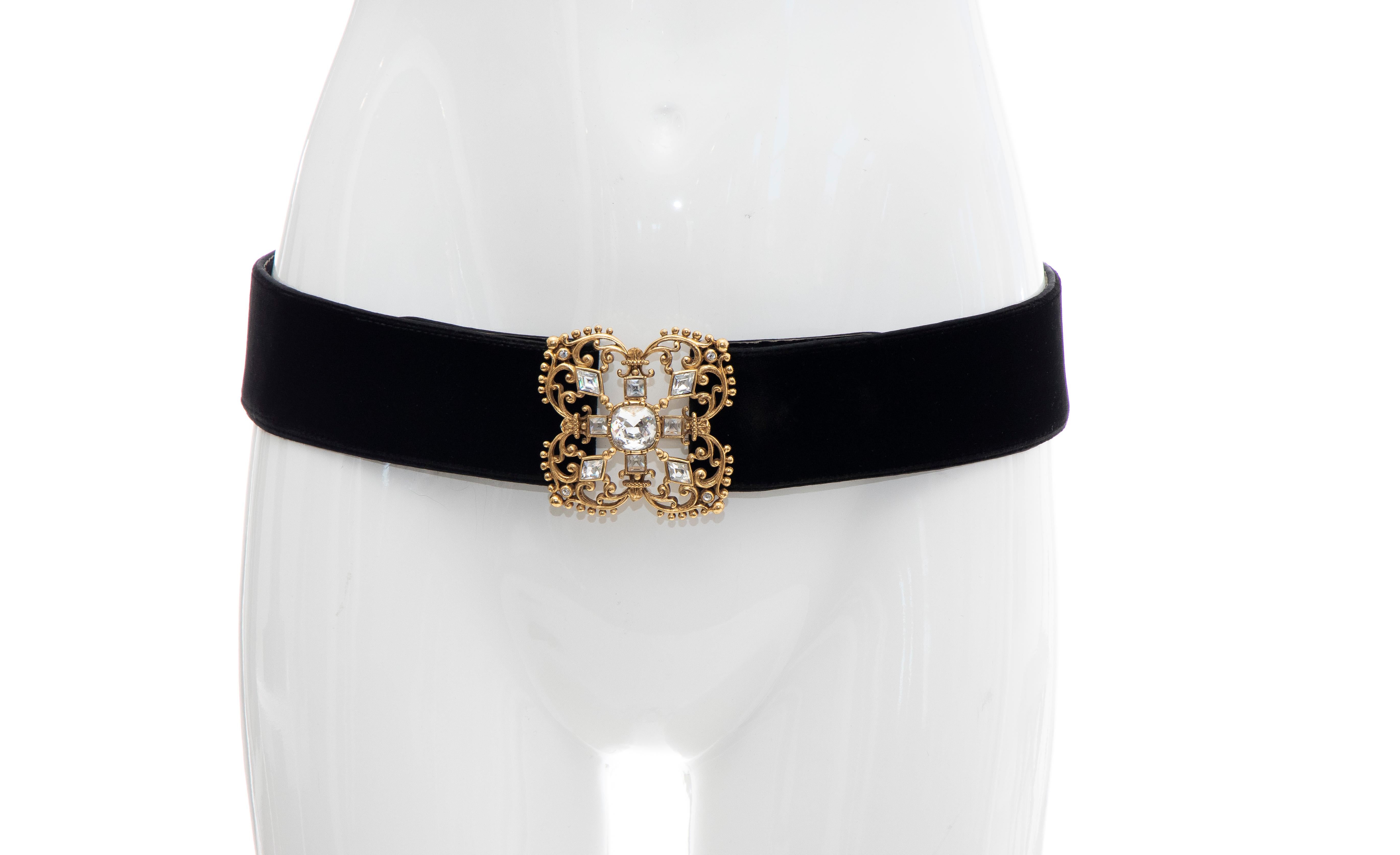 Christian Dior Black Bijoux Velvet Evening Belt For Sale 4