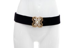 Christian Dior Black Bijoux Velvet Evening Belt