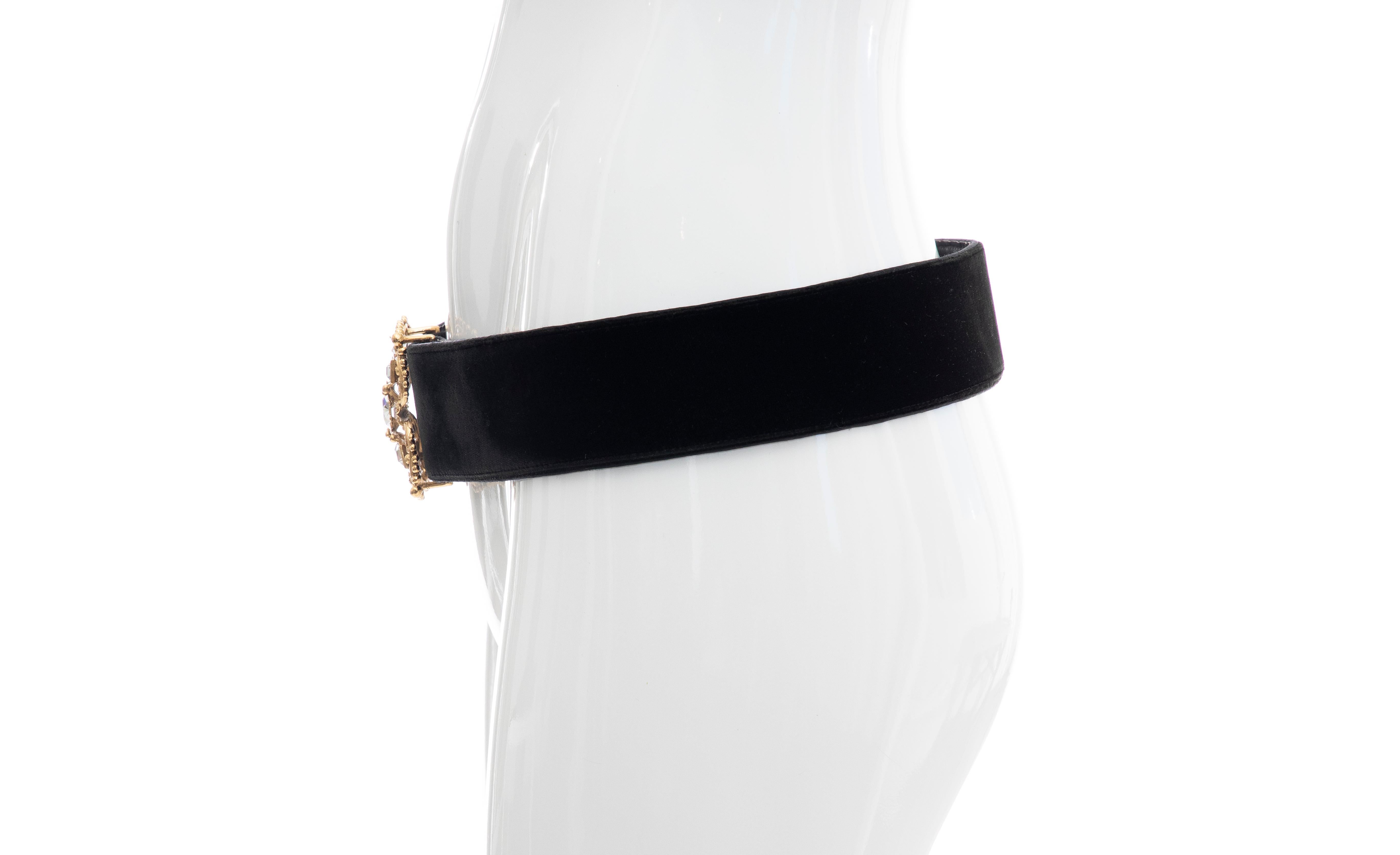 Christian Dior Black Bijoux Velvet Evening Belt For Sale 2
