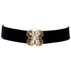 Christian Dior Black Bijoux Velvet Evening Belt